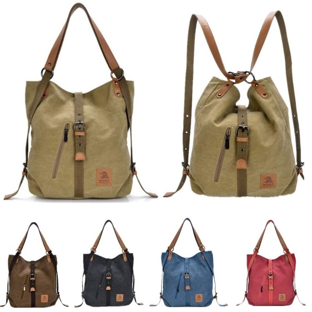 Leijing Women's Canvas Casual Handbag - Large Capacity Multifunctional Shoulder Bag & Backpack - Durable Microfiber Leather for Work, Travel & Daily Use