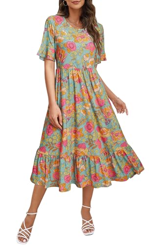Green Pink Orange Floral