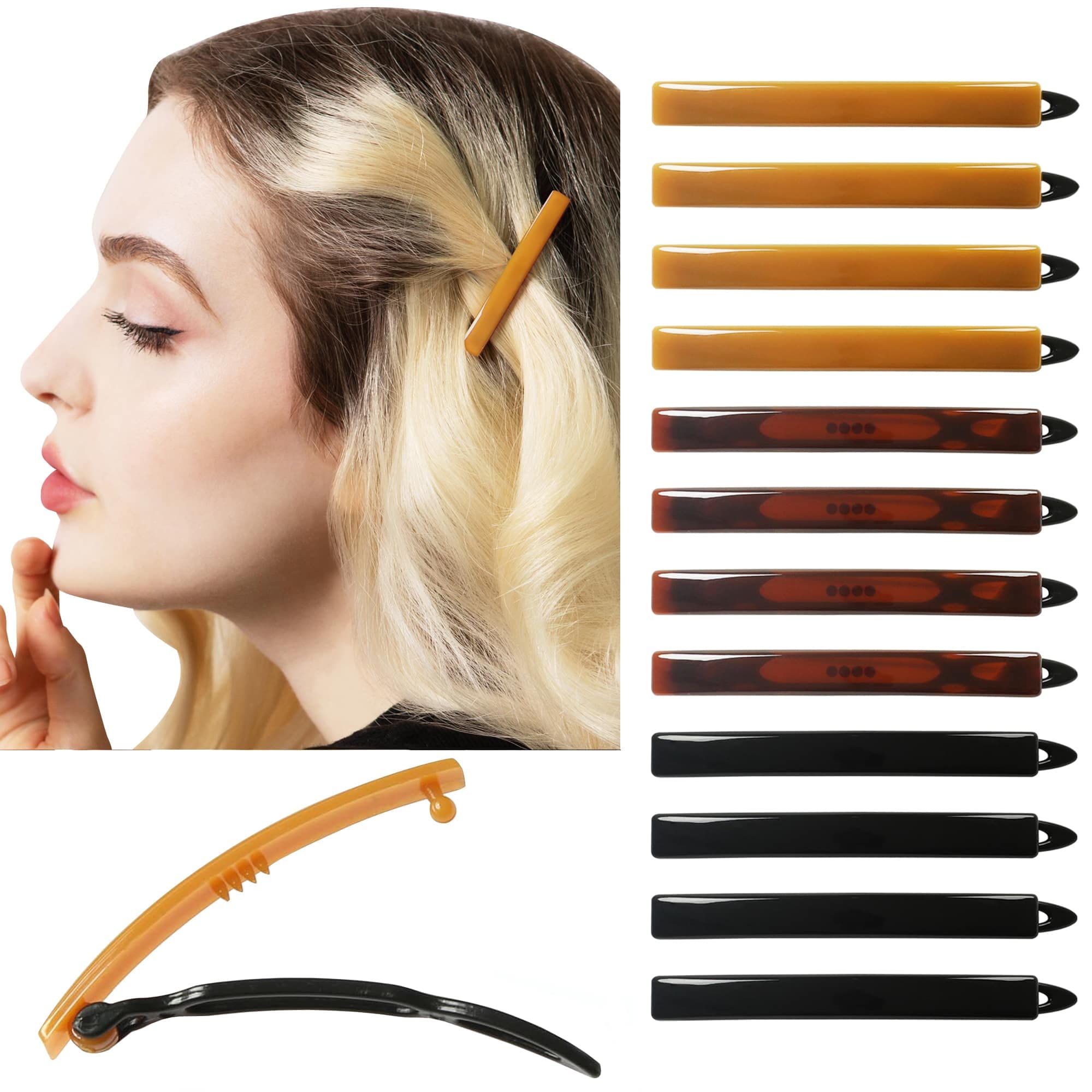 12pcs Hair Barrettes Set for Women and Girls - Non-Slip Grip Snap Hair Clips for Thick, Thin & Fine Hair | BPA-Free Handmade Hair Accessories | Perfect for School, Work, Parties & Everyday Styling