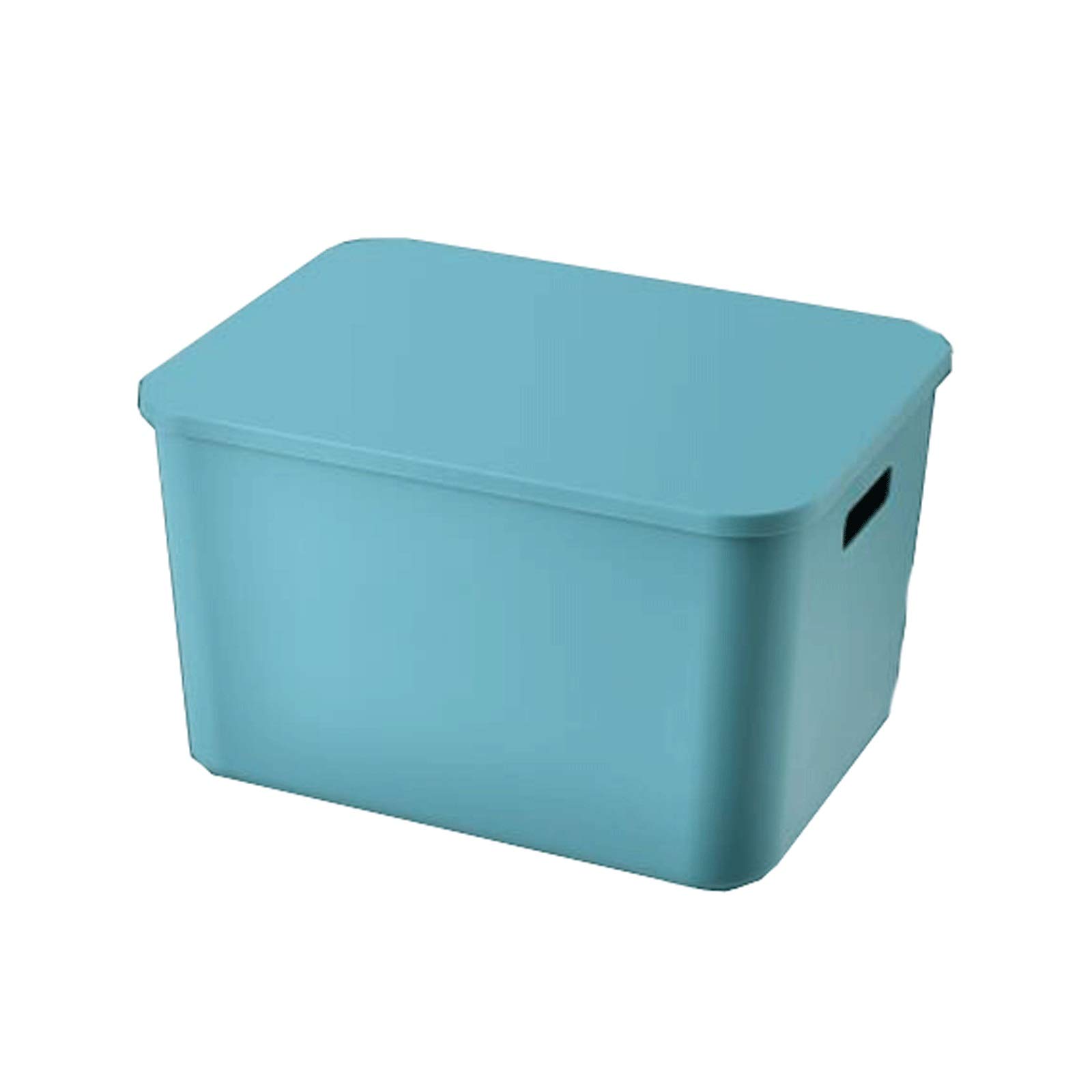 WOCOYO Plastic Storage Box with Lid - Medium Blue Organizer for Bathroom, Kitchen, Desktop & Cosmetics | Snack, Sundries & Mask Storage Container | Space-Saving Home & Office Organization Solution