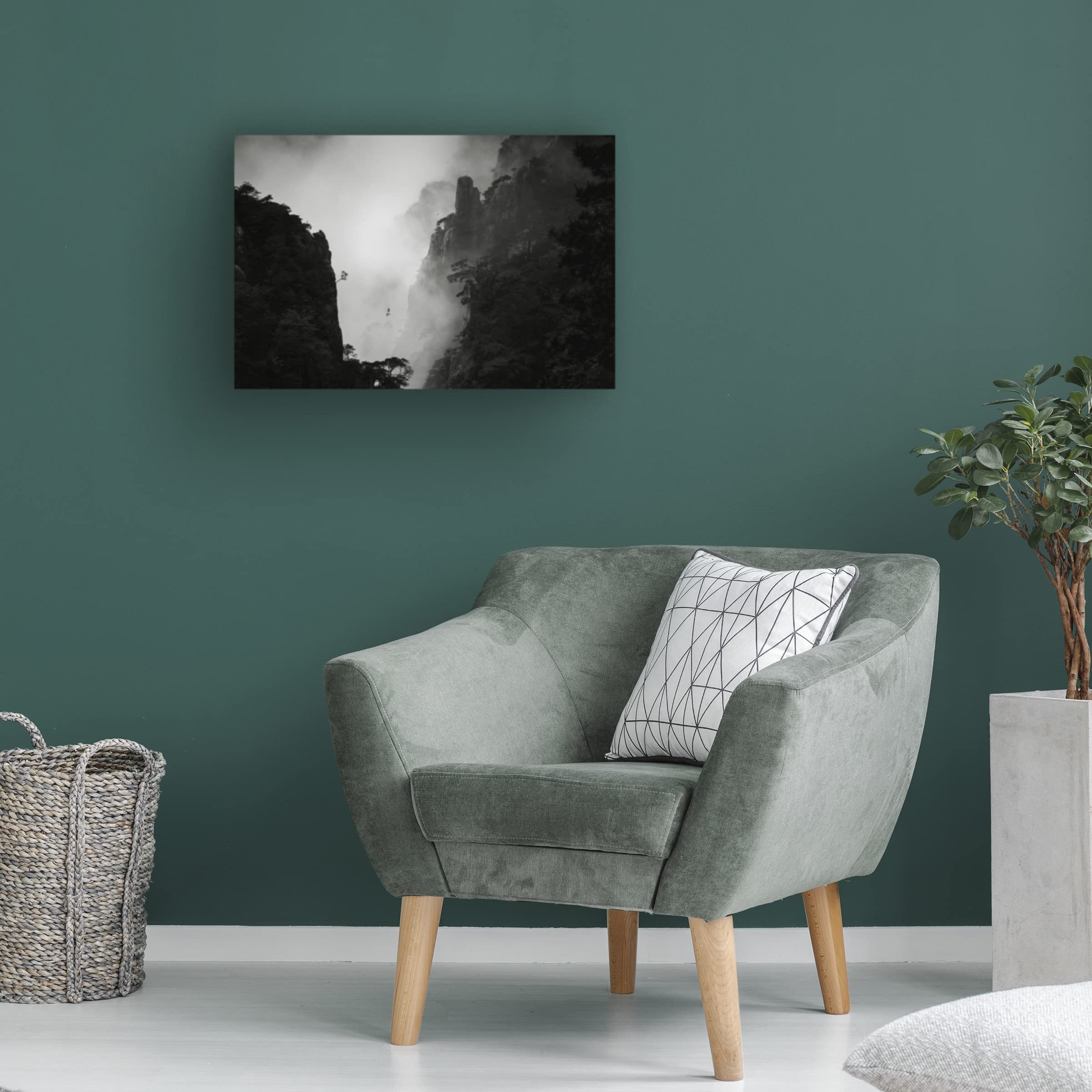 Trademark Fine Art 'Valley 1' Canvas Wall Art by Aijun Wang - Stunning Landscape Painting for Living Room, Bedroom & Office Decor