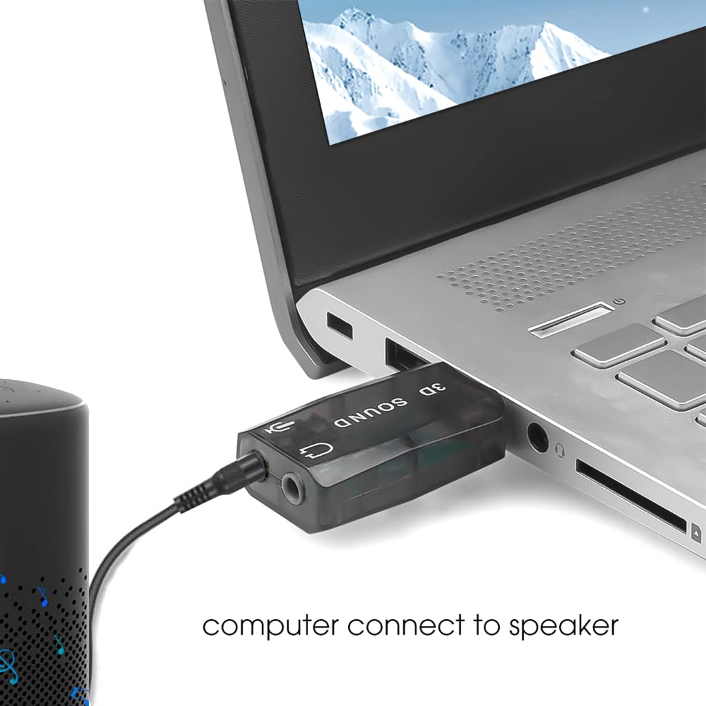 Ranuw USB to 3.5mm Microphone Adapter - 3D Sound Card for Headset & Speaker - Stereo Audio Converter with Universal Compatibility for PC, Laptop, Gaming, Recording & Streaming