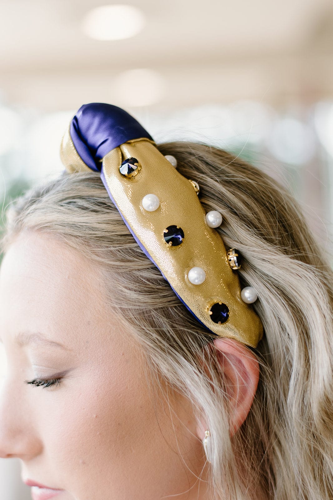 LSU Tigers Purple & Gold Metallic Headband for Women - Adjustable Sports Headband for Cheerleading, Football Games, and Workouts - Perfect LSU Fan Gift