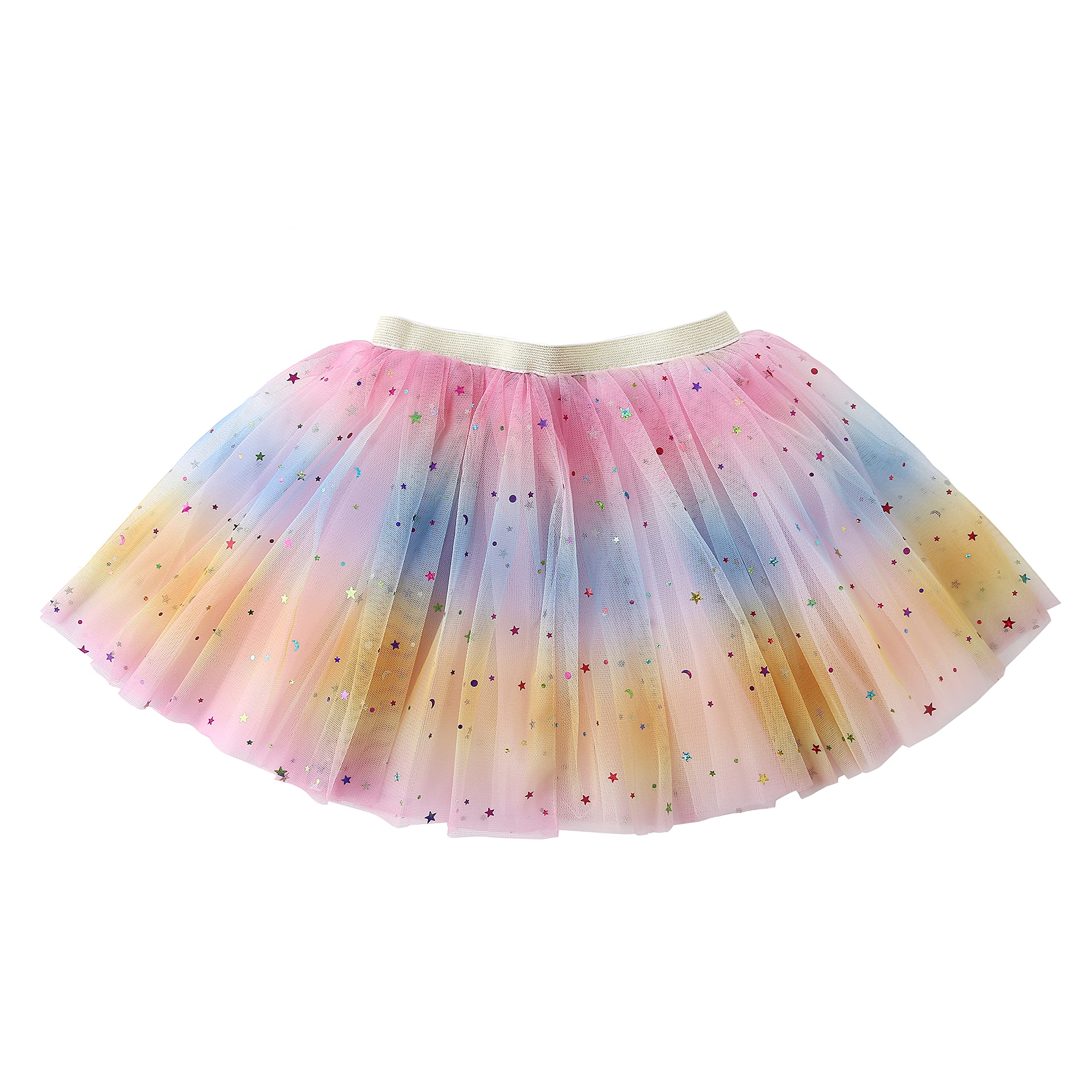 Jastore Girls Layered Rainbow Tutu Skirt - Fluffy Ruffle Dance Dress for Ballet, Party & Performance - Toddler to Kids Clubwear Costume