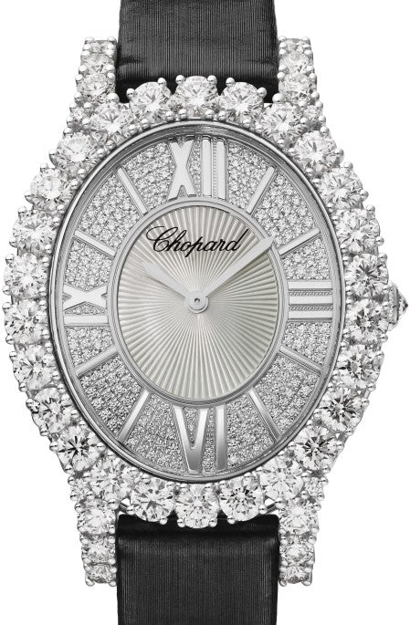 Chopard L'Heure Du Diamant Oval 18K White Gold & Diamond Ladies Watch - Luxury Swiss Timepiece for Women, Elegant Gift for Anniversary & Special Occasions