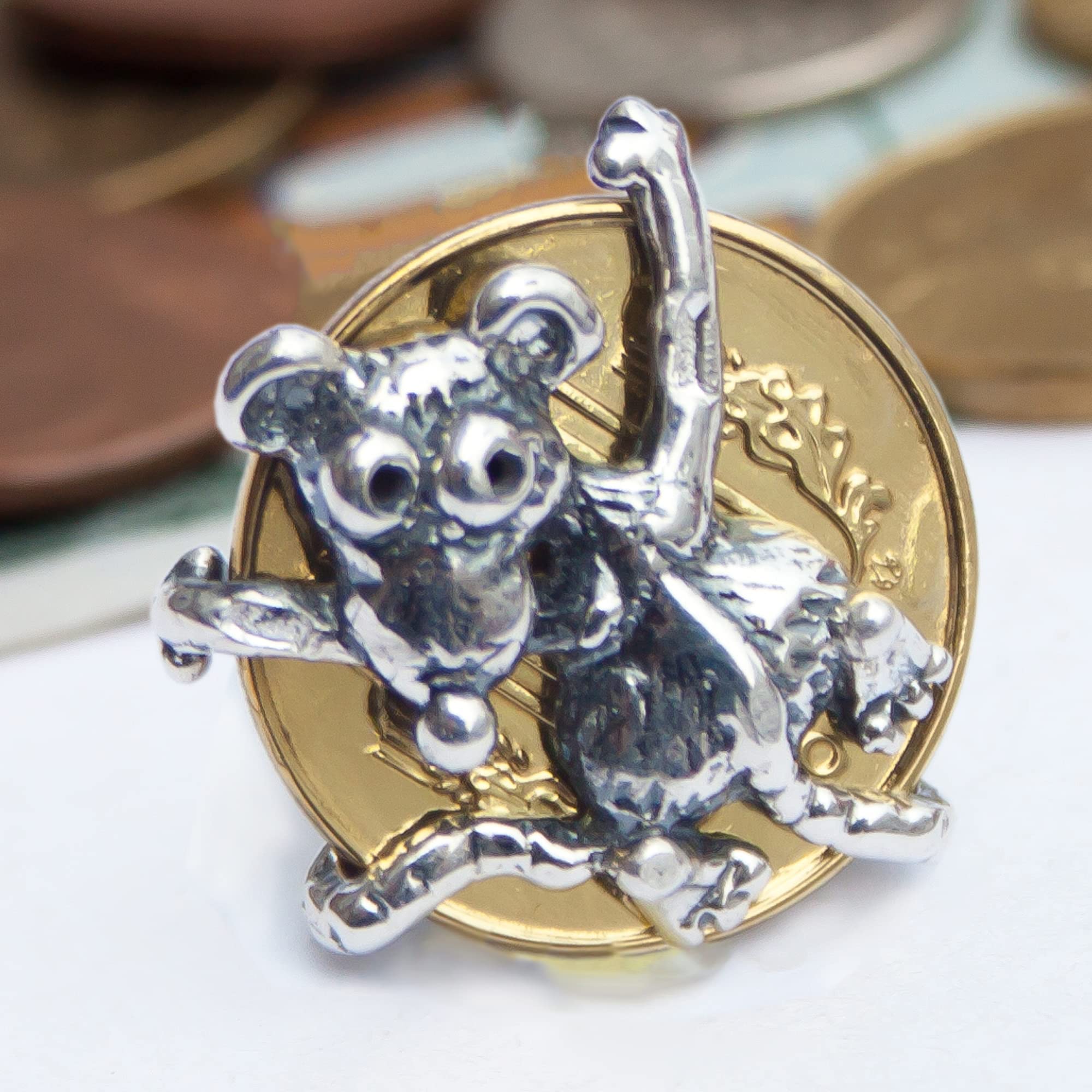 925 Sterling Silver Money Attract Amulet Charm - Cute Mouse Rat Coin Pendant for Wallet & Purse - Wealth Abundance Talisman Jewelry Gift | Perfect for Feng Shui, Good Luck Collection & Everyday Carry Accessory