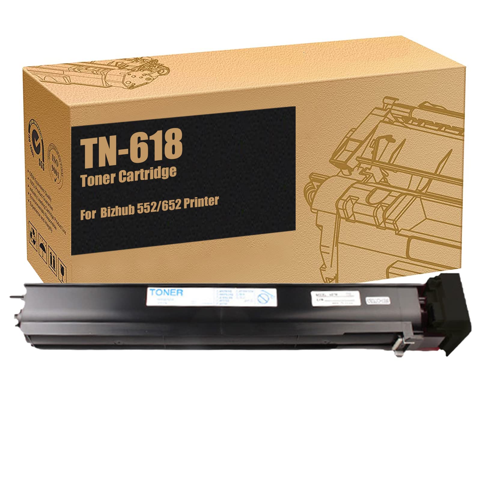 DLKJ High Capacity Black Toner Cartridge Replacement for Konica Minolta TN618 TN-618 - Compatible with Bizhub 552 652 Printer (1-Pack) | Perfect for Office Printing, Document Copying & High-Volume Business Use