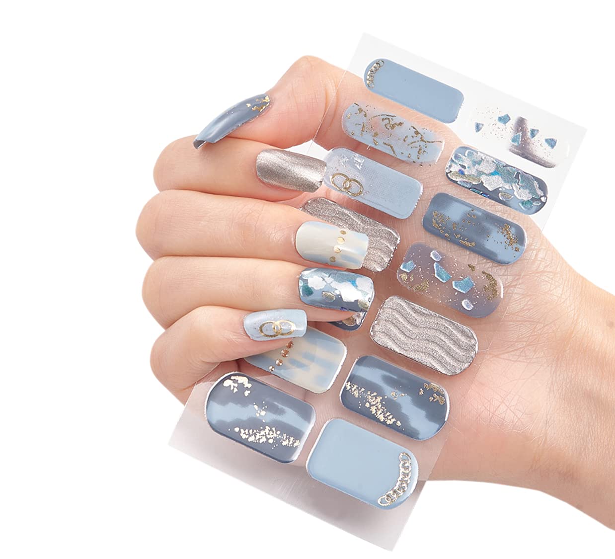3D Nail Stickers for Women & Girls - Waterproof Glitter Luxury Self-Adhesive DIY Nail Art Decals (14 Pieces, DQ3-19) - Perfect for Parties, Weddings, and Everyday Nail Fashion