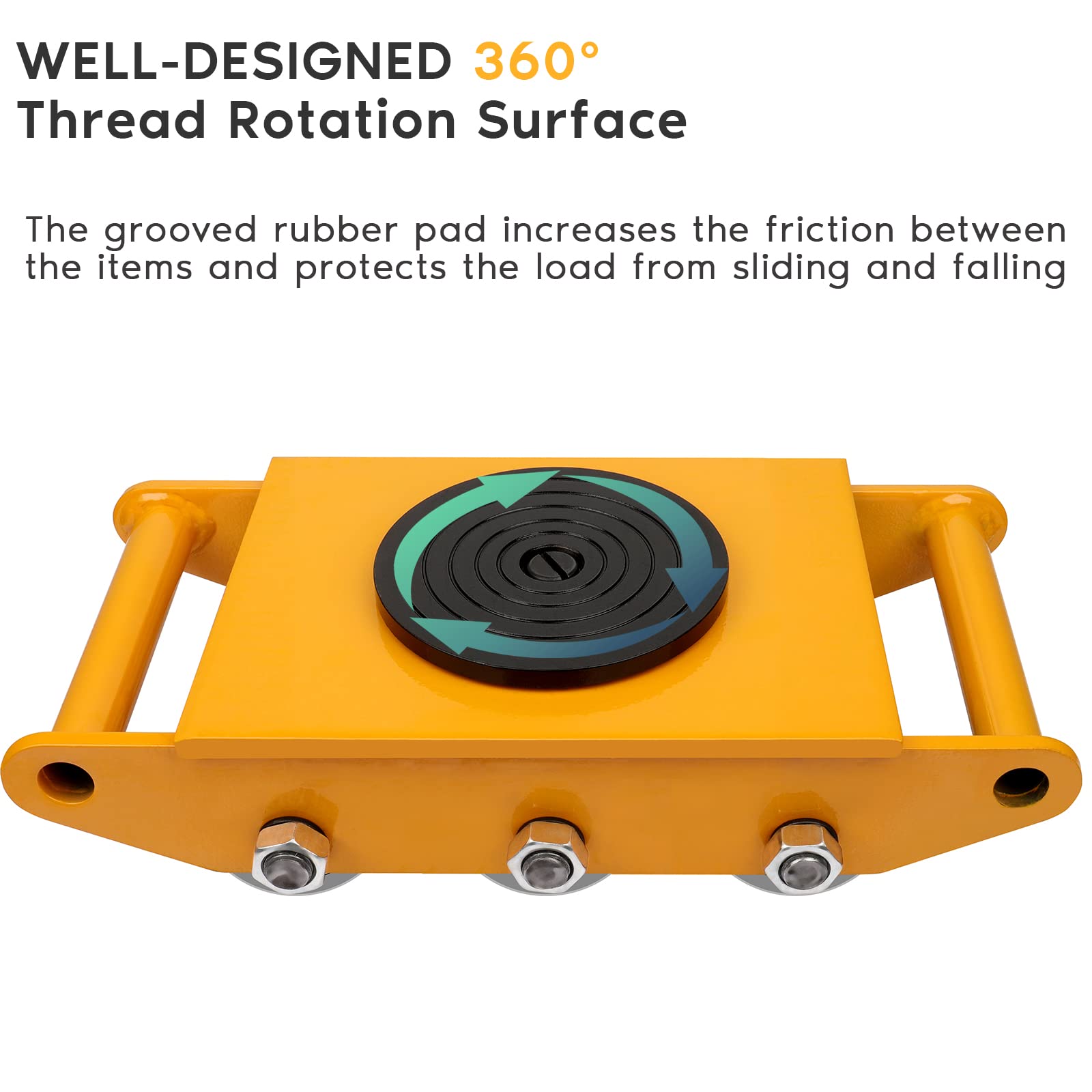 8 Ton (17600 lbs) Heavy Duty Machine Skates with 360° Rotation - Industrial Machinery Moving Dolly for Equipment Relocation - Perfect for Factory, Warehouse & Workshop Use