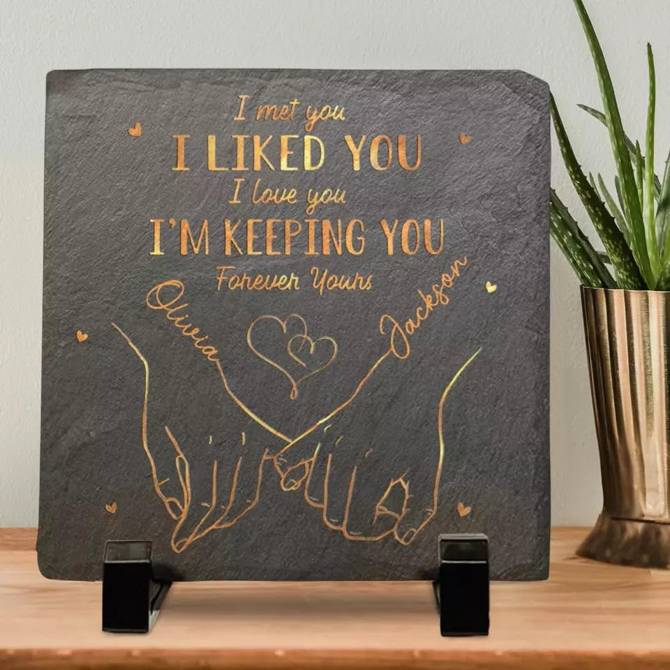 Custom Photo Couple Square Stone - Personalized Valentine's Day, Anniversary & Birthday Gift for Couples - Romantic Mr & Mrs Present for Husband & Wife - Perfect for Home Decor, Wedding Keepsakes & Romantic Surprises