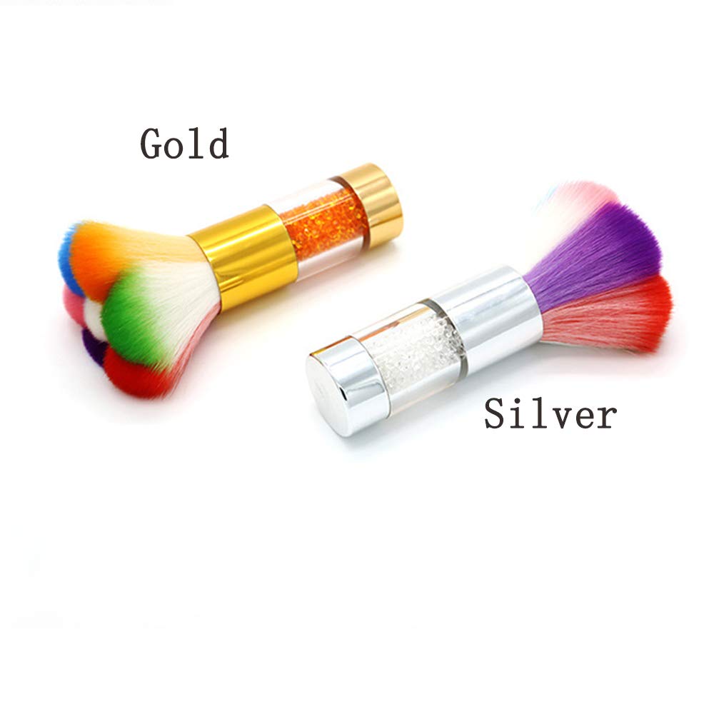 Glitter Nail Dust Brush Remover - Gold Fiber Hair for Manicure & Salon Care