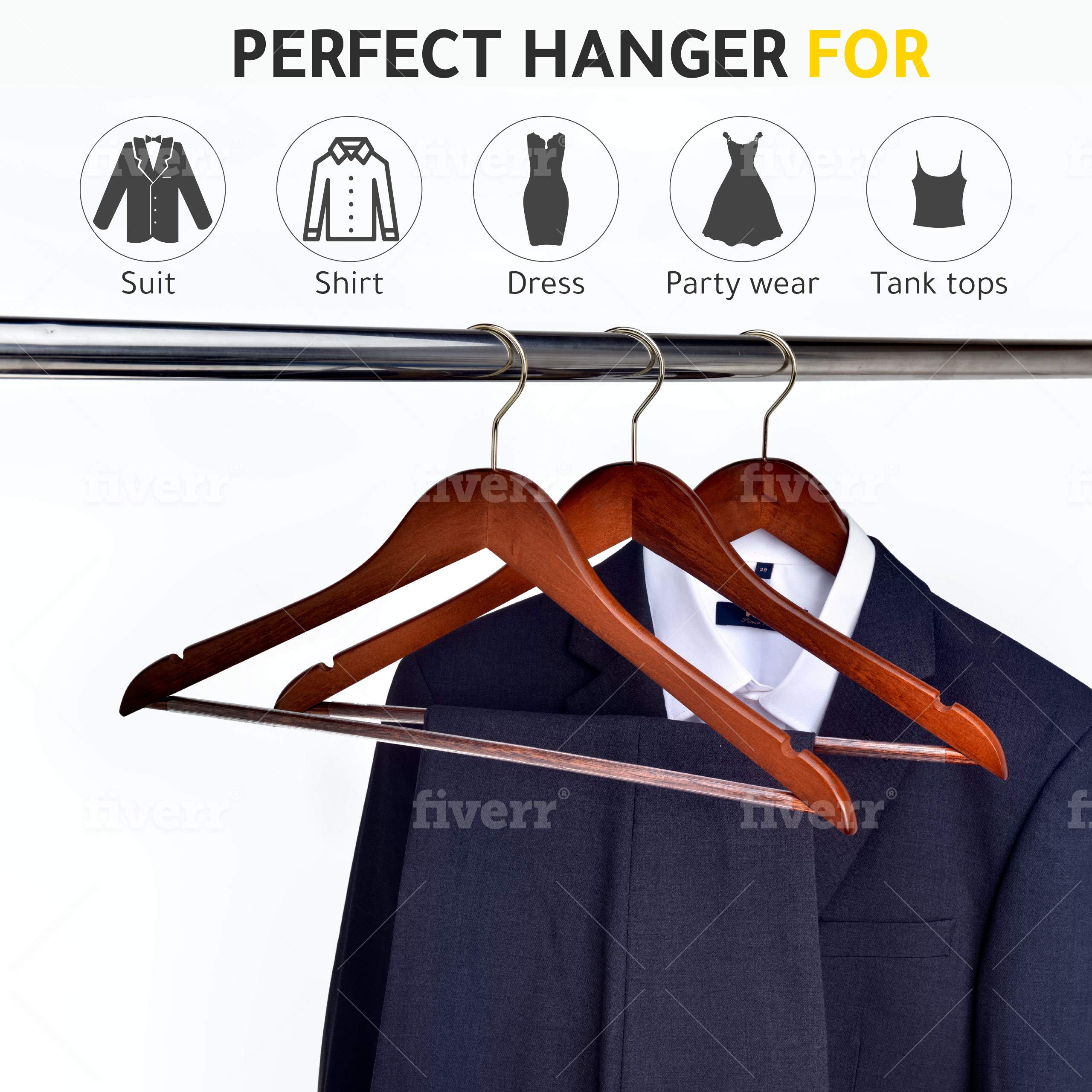 Premium Solid Wood Hangers with Chrome Hooks - 30 Pack Heavy Duty Wooden Clothes Hangers for Jackets, Shirts, Pants & Suits - Perfect for Closet Organization & Retail Stores
