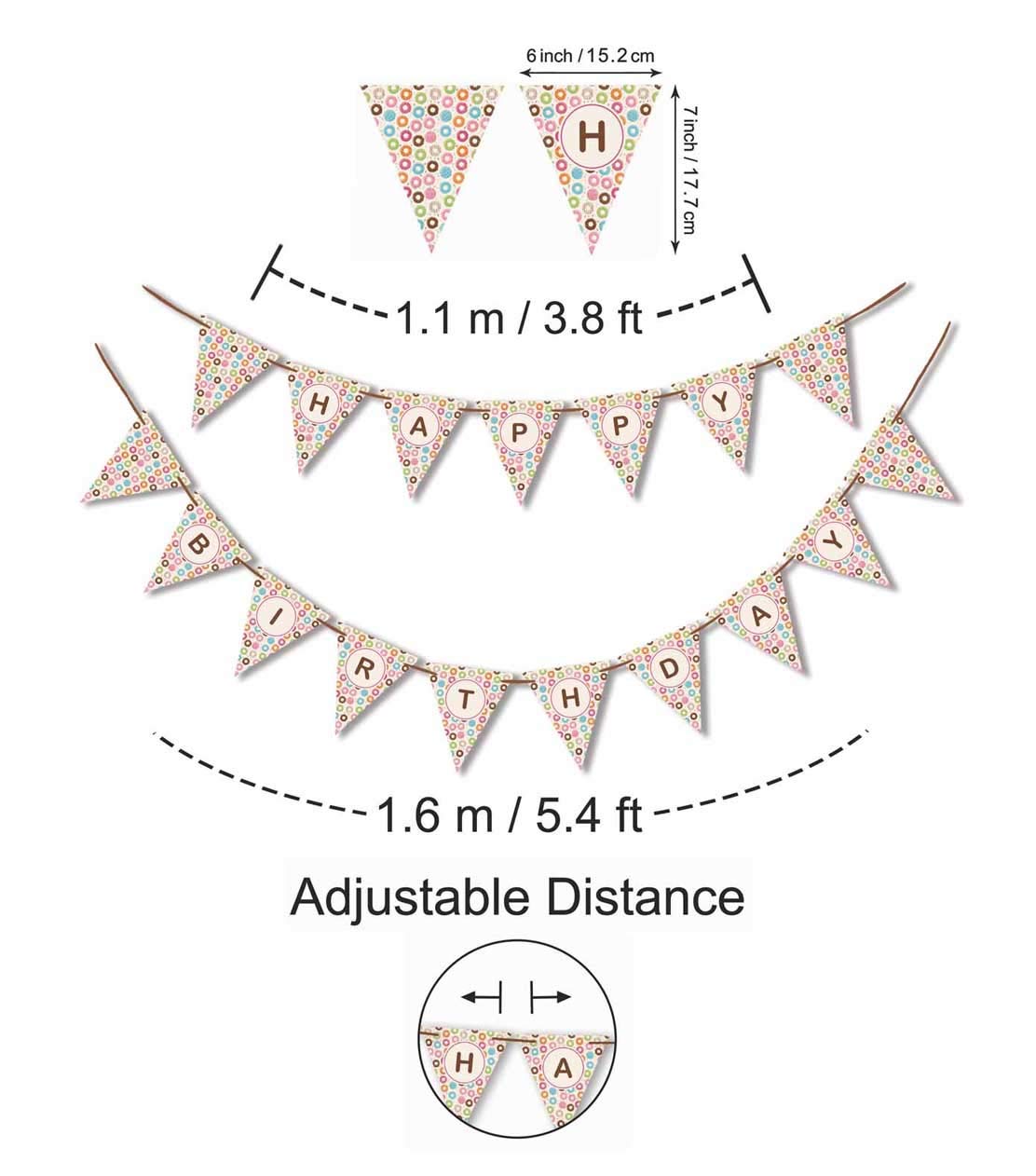 Happy Birthday Party Decorations - Gender Neutral Donut Garland Pennant Banner for Baby Boy or Girl | Perfect for Birthday Parties, Baby Showers & Nursery Decor
