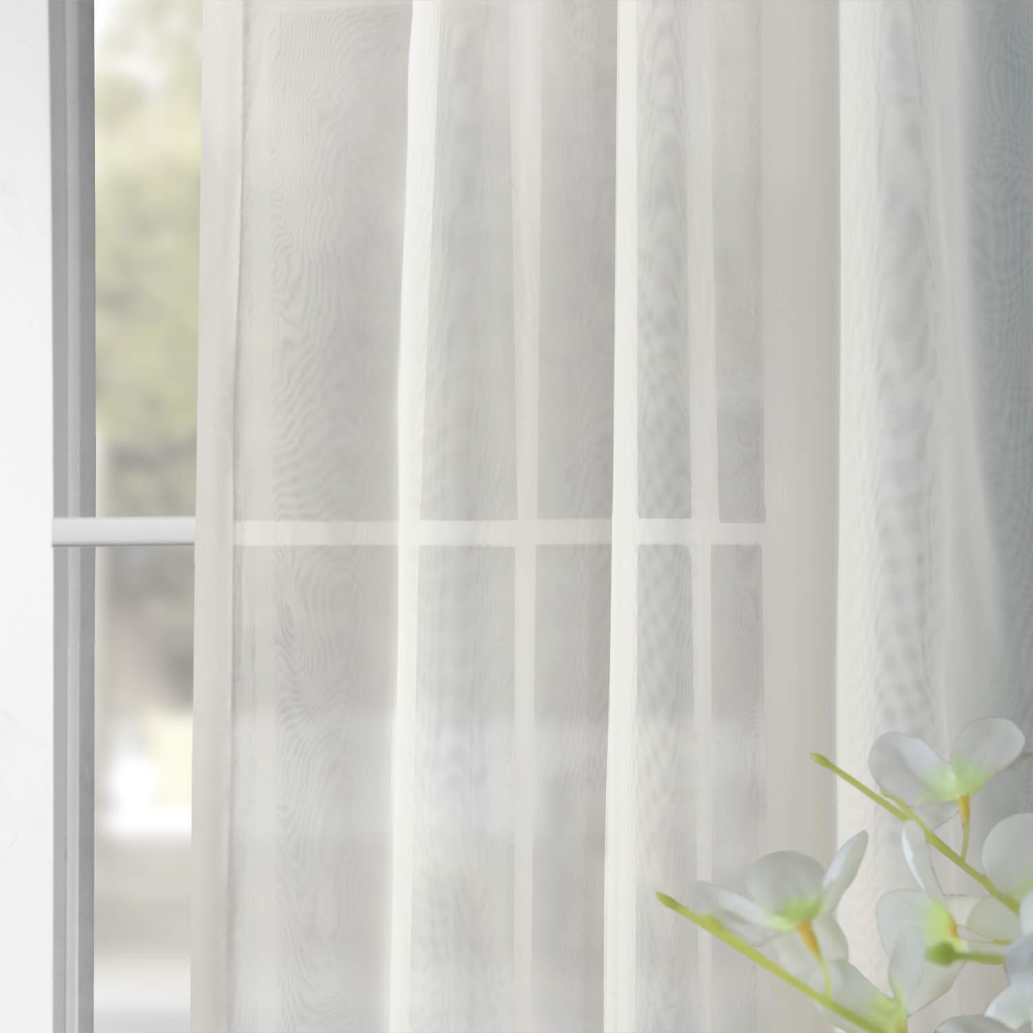 Double Layered Off White Sheer Curtains for Living Room & Bedroom - Light Filtering Window Drapes for Privacy & Style