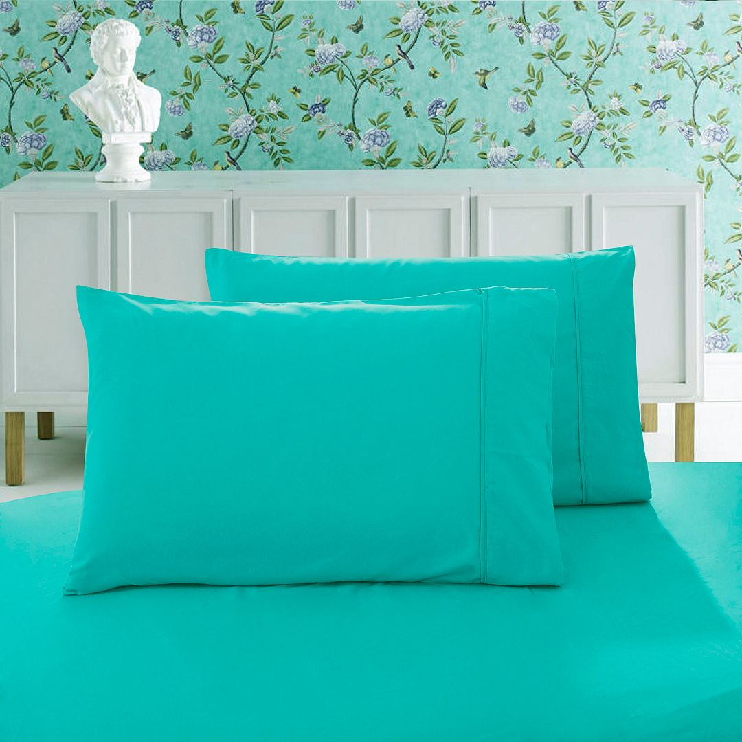Premium 1000TC Ultra Soft Standard Size Pillowcases, 2-Pack - Teal Color for Luxurious Bedroom Comfort & Hotel-Style Sleep Experience