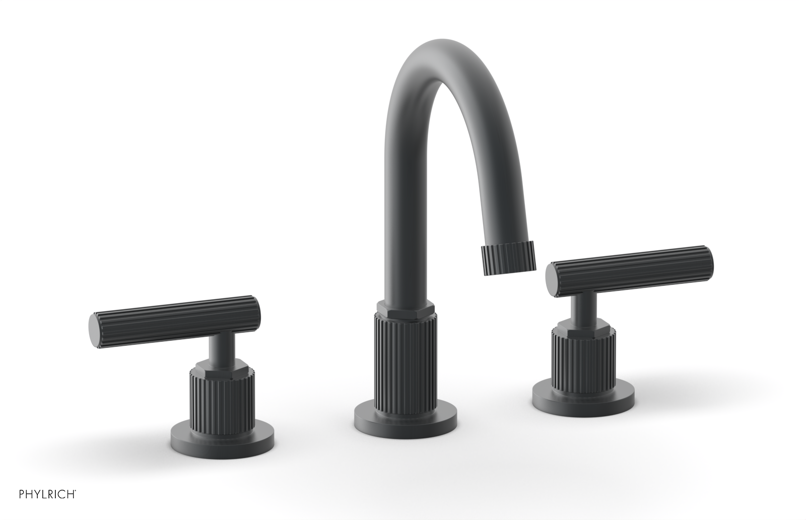DUSTRIE Widespread Bathroom Faucet with Lever Handle - Grooved Design 370 02 for Modern Vanity Sinks and Powder Rooms