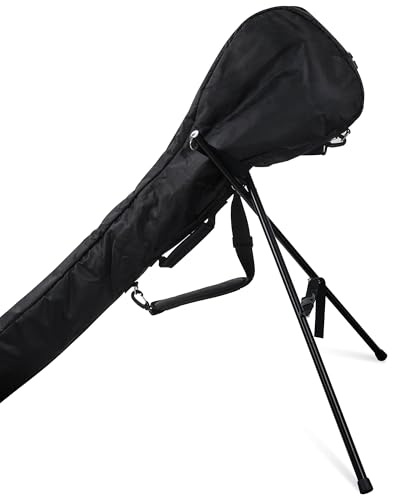 Black golf bag with stand