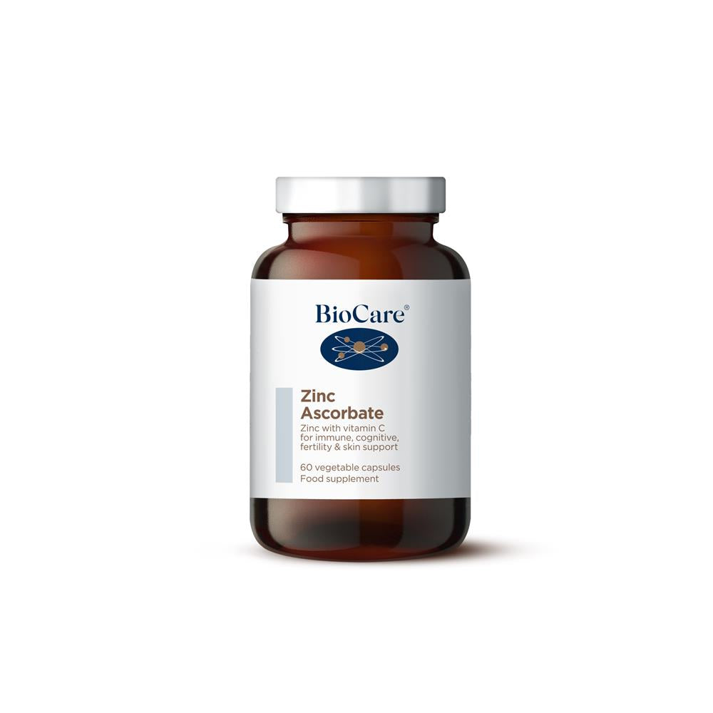 BioCare Zinc Ascorbate 60 Capsules - Immune Support Supplement with Vitamin C & Zinc for Adults - Boost Immunity & Antioxidant Defense - Perfect for Cold Season & Daily Wellness