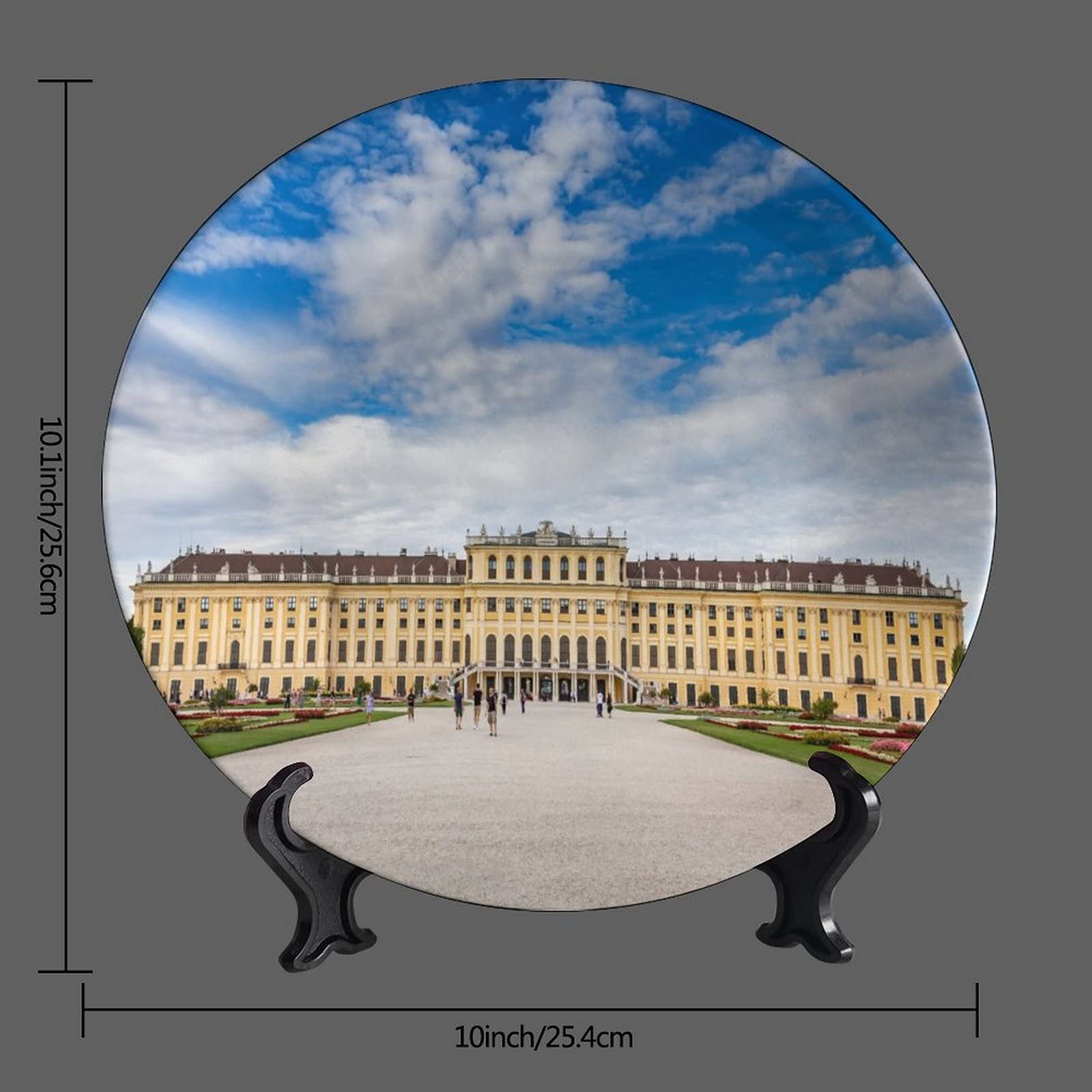 10inch Ceramic Decorative Plate - Vienna Schonbrunn Palace Cityscape Art - Handcrafted Austria Porcelain Display Plate for Kitchen, Bedroom, Living Room & Bathroom Decor | Perfect for Home Display, Gift Giving and European Style Interior Design