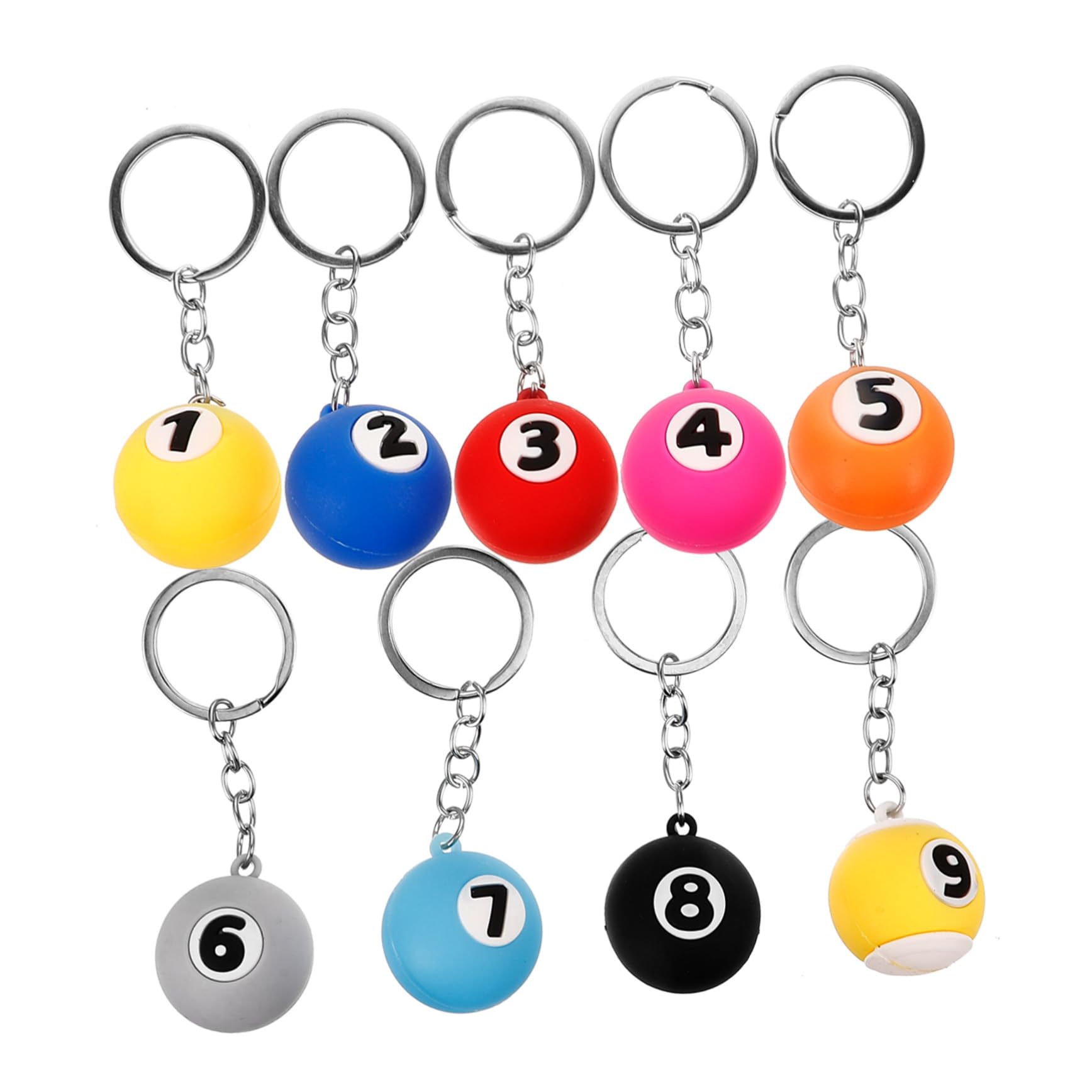 Mini Billiards Keychains - 9pcs Sports Key Rings for Pool Lovers & Gifts