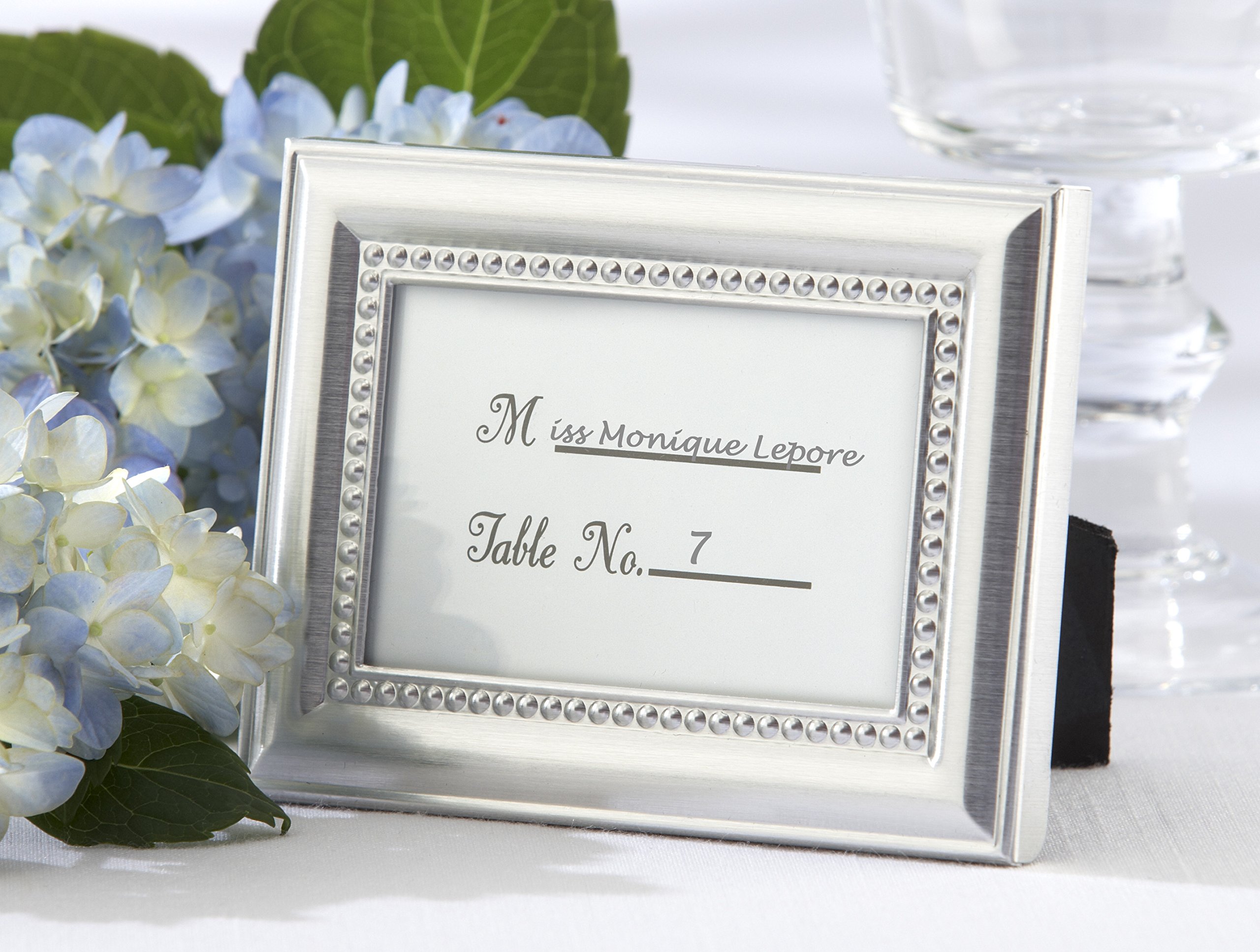 Kate Aspen Silver Beaded Photo Frame & Place Card Holder - Set of 24 for Weddings, Parties & Home Decor