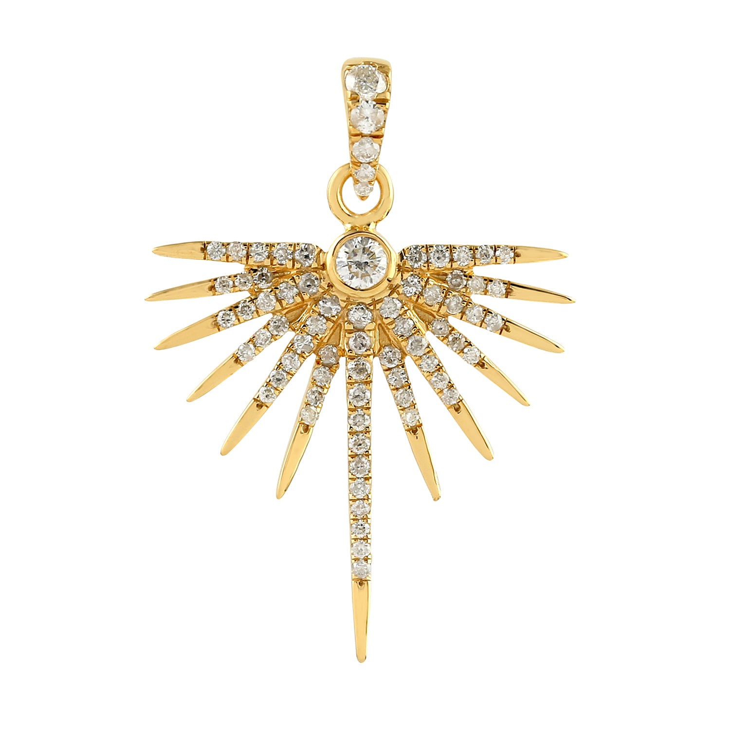 14K Yellow Gold Micro Pave Natural Diamond Starburst Pendant Necklace - Elegant Jewelry Gift for Women, Anniversary, Birthday & Special Occasions | Perfect for Date Night, Party & Formal Events