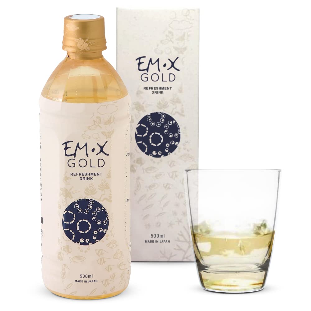 TeraGanix EM-X Gold Prebiotic Anti-Aging Drink - Doctor Formulated Gut Health Supplement for Joint Pain Relief & Inflammation Reduction - Liquid Antioxidant pH Balancing Formula (500mL, 50 Day Supply) - Supports Digestive Wellness & Healthy Aging for Active Lifestyles