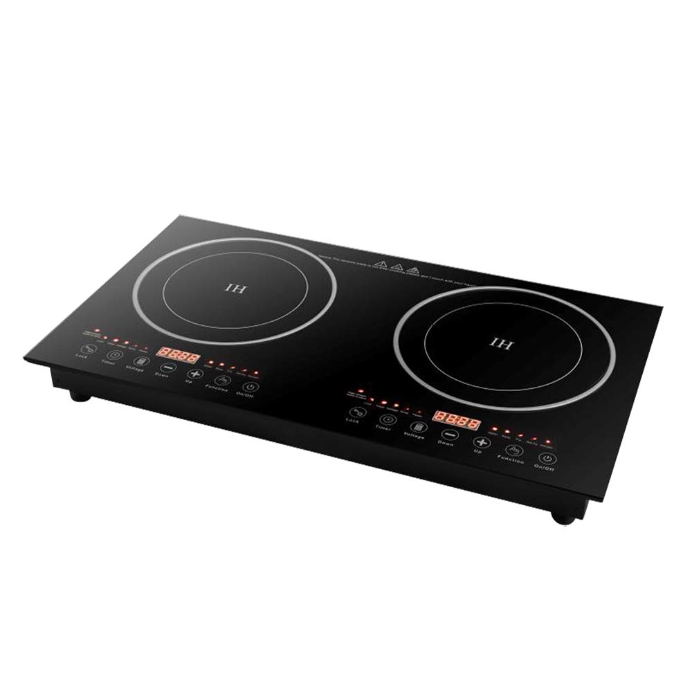 2400W Double Burner Induction Cooktop with Vitro Ceramic Glass - 1200W+1200W Electric Stove for Cast Iron Pans | Portable Countertop Cooking with Legs | Perfect for Home Kitchen, Dorm, RV & Outdoor Use