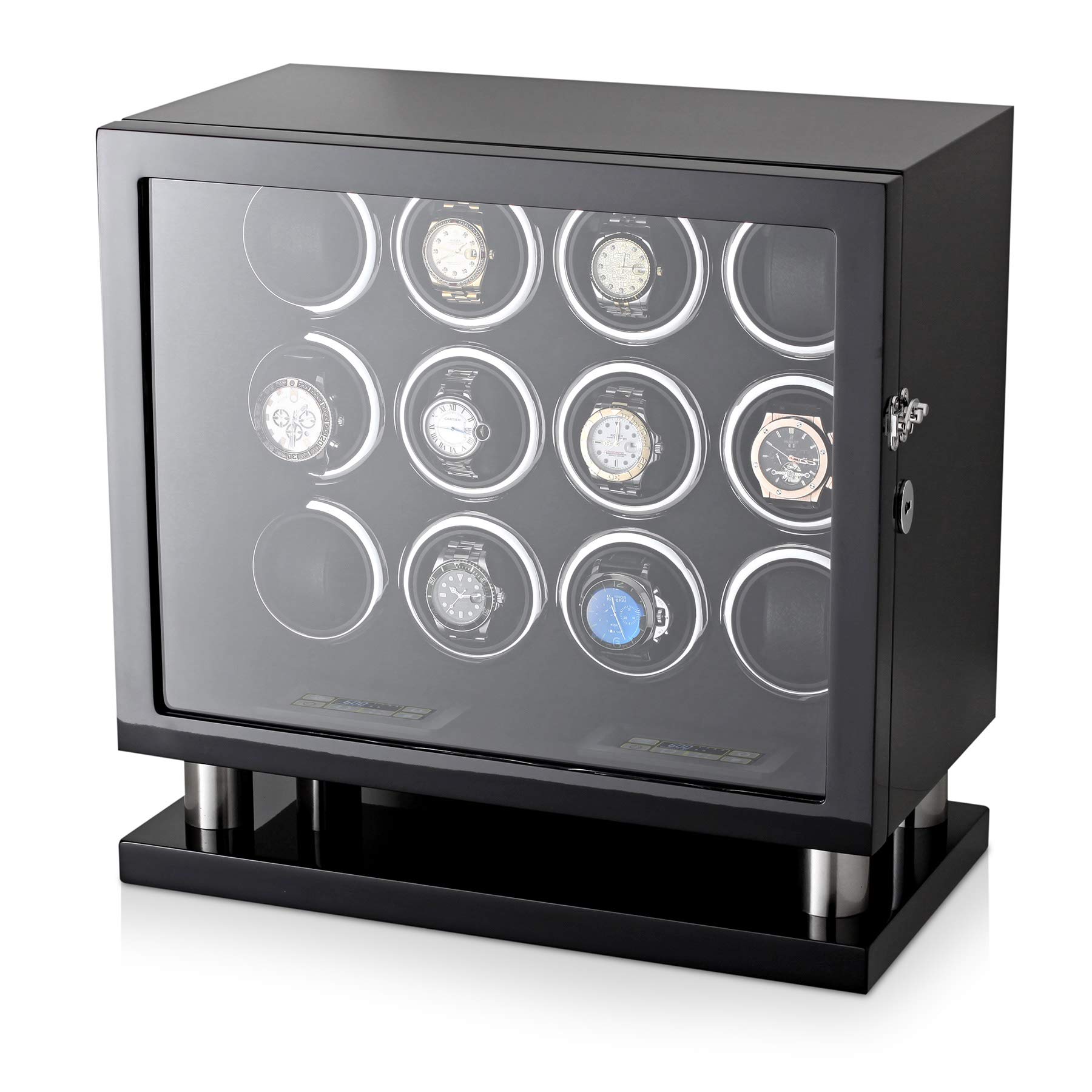 12 Watch Winder for Automatic Watches with LED Light & LCD Touchscreen - Perfect for Watch Collectors, Display & Storage at Home/Office