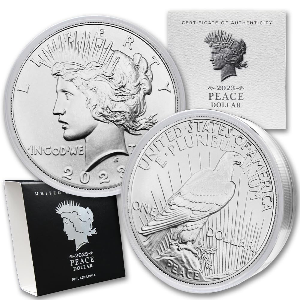 2023 1 oz Silver Peace Dollar Coin BU - Brilliant Uncirculated in Protective Capsule with COA & Gov't Packaging | Collectible Silver Dollar for Investors & Coin Enthusiasts | Perfect for Gifts, Collections & Precious Metal Portfolios