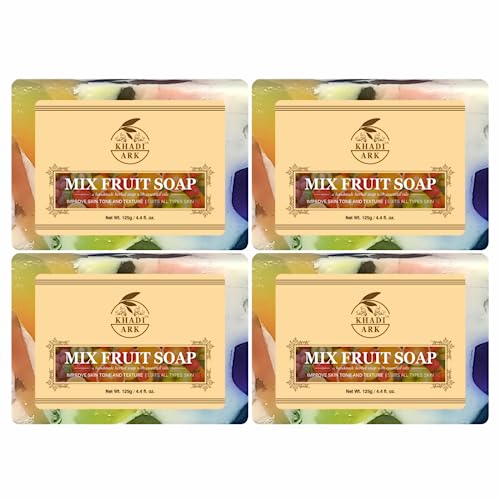 Khadi Ark Herbal Natural Handmade Mixed Fruit Bath Soap - 125g Each (Pack of 4) | Organic Skincare for Dry & Sensitive Skin | Perfect for Daily Use & Gift Sets