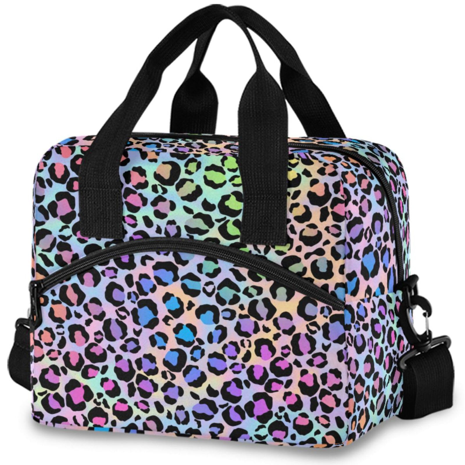 MNSRUU Insulated Lunch Bag - Leopard Print Cooler Tote for Women & Men, Reusable Leakproof Lunch Box for Work, School, Office, Picnic, Travel - Perfect for Teens & Adults