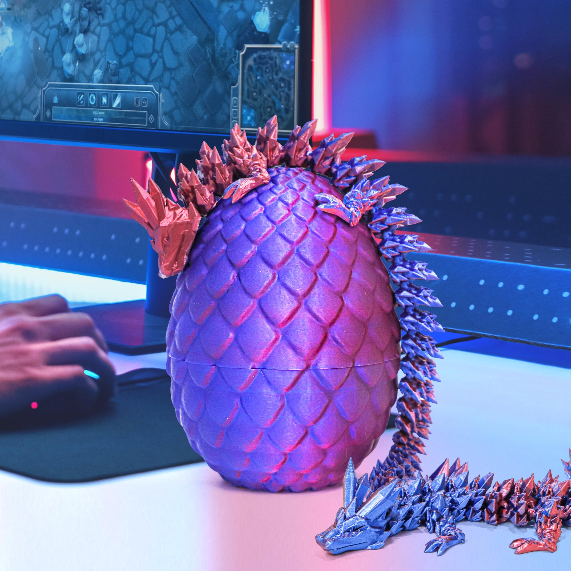 3D Printed Dragon Egg with Flexible Articulated Dragon Inside - 12