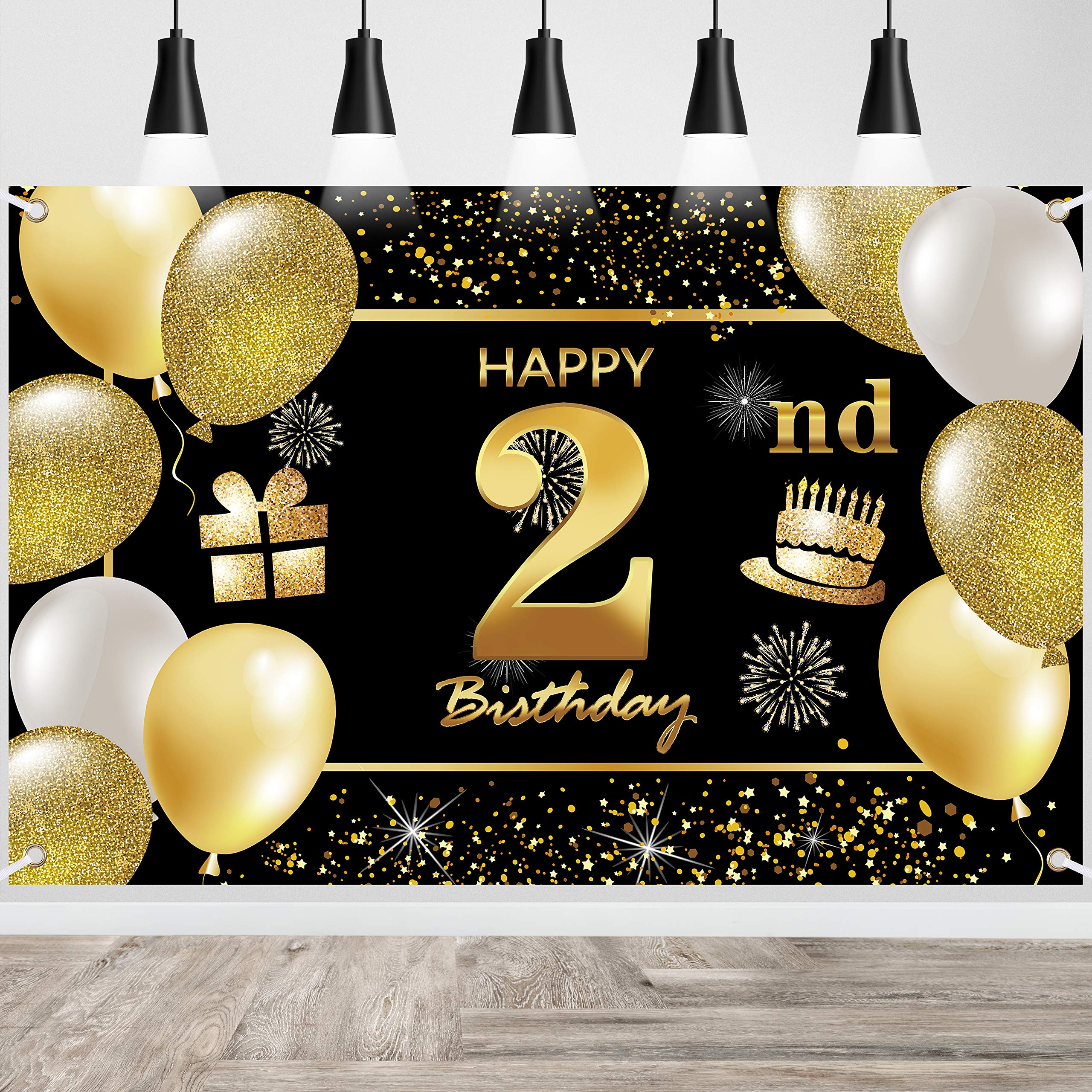2nd Happy Birthday Banner - Birthday Decorations for Men, Party Decor, Backdrop - Perfect for Birthday Parties, Photo Booths & Celebrations