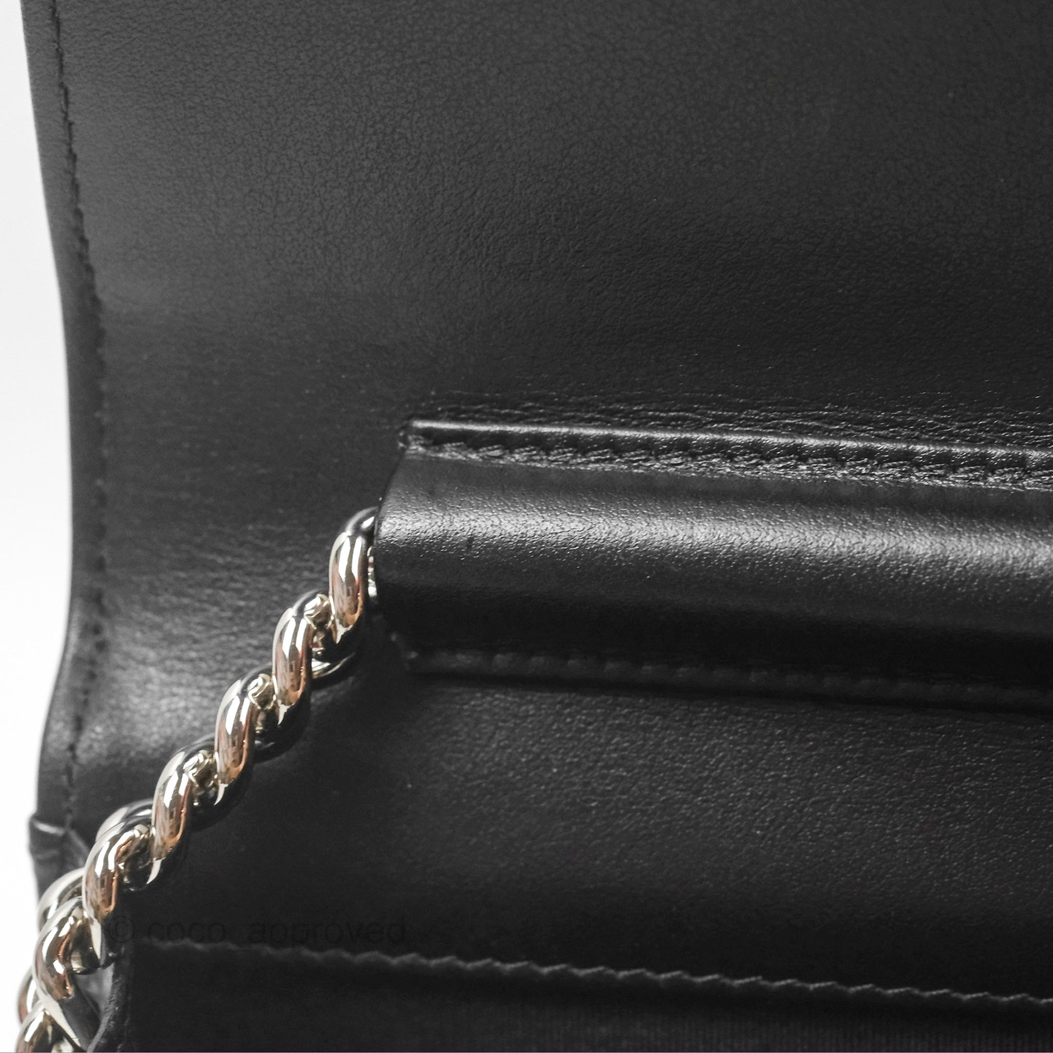 Chanel Chevron Boy Wallet on Chain WOC Black Caviar Leather with Silver Hardware - Luxury Crossbody Bag for Women, Perfect for Evening Parties & Date Nights