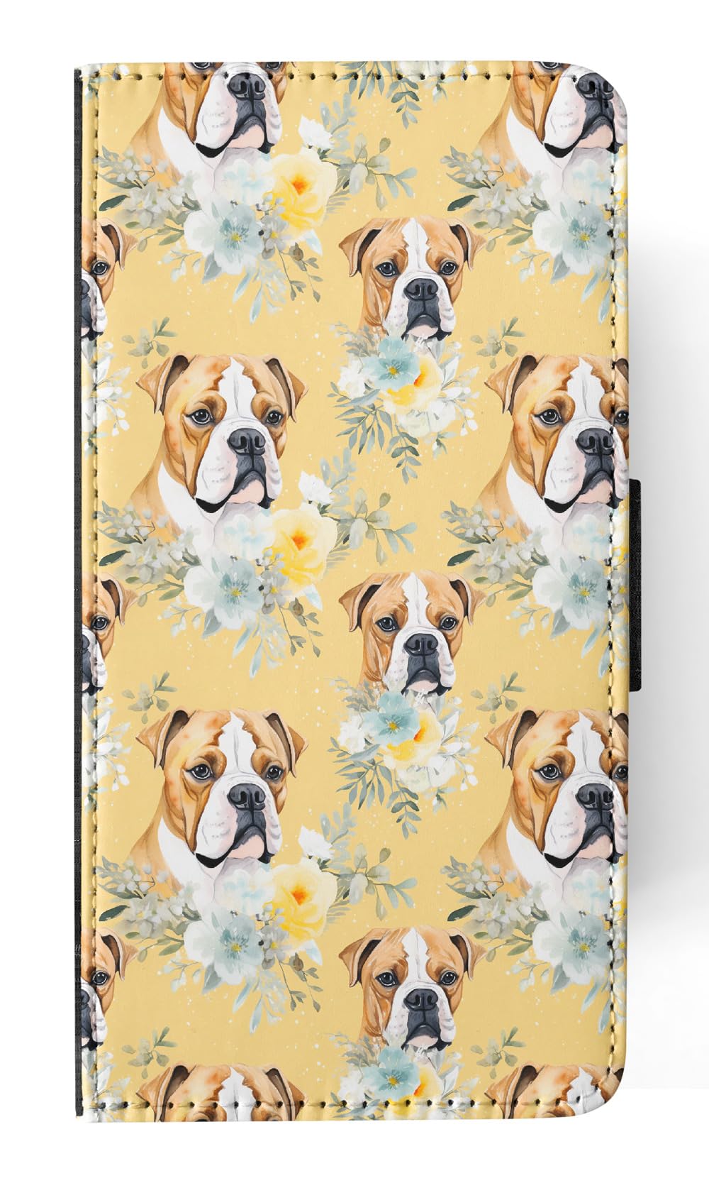 American Bulldog Puppy Faux Leather Flip Wallet Phone Case for Apple iPhone 14 - Cute Canine Design, Perfect for Dog Lovers & Everyday Use