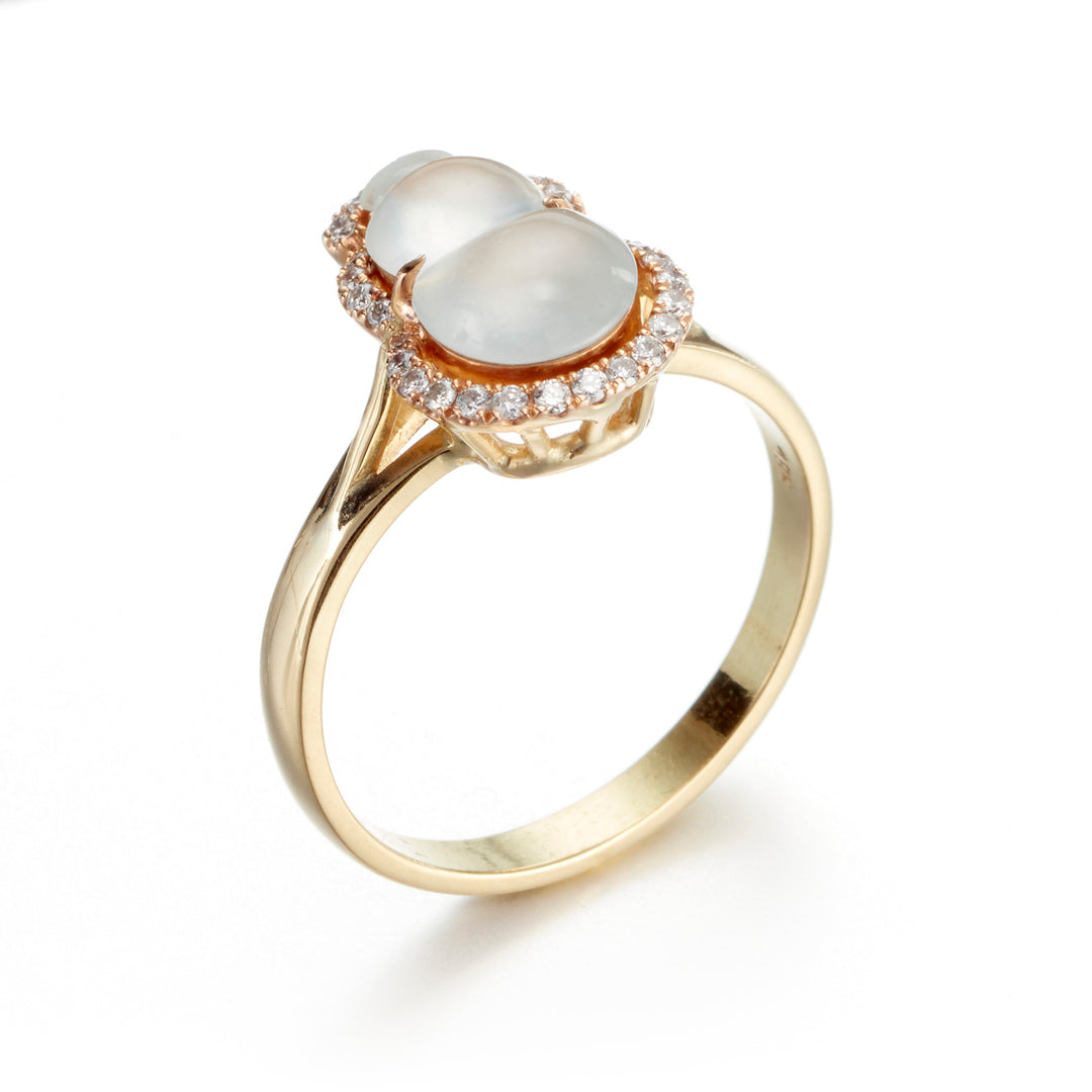 Exquisite Icy Jade & Diamond Gourd Ring - Elegant Vintage Style Jewelry for Women, Perfect for Weddings, Parties & Special Occasions