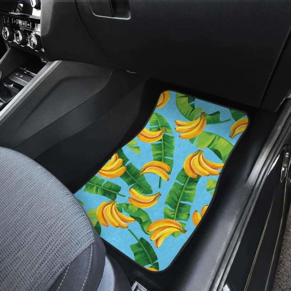 Premium Banana Leaves Design Car Mats - Non-Slip Front & Back Floor Mats for Cars, SUVs & Trucks - Perfect for Home, Office & Travel Protection