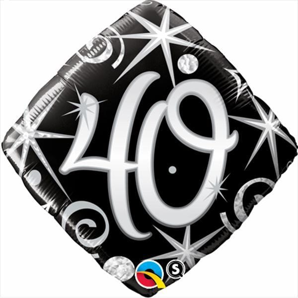 40th Birthday Elegant Sparkles & Swirls Foil Balloon - 18 Inch Gold & Silver Party Decoration for Anniversary, Wedding, Graduation Celebrations