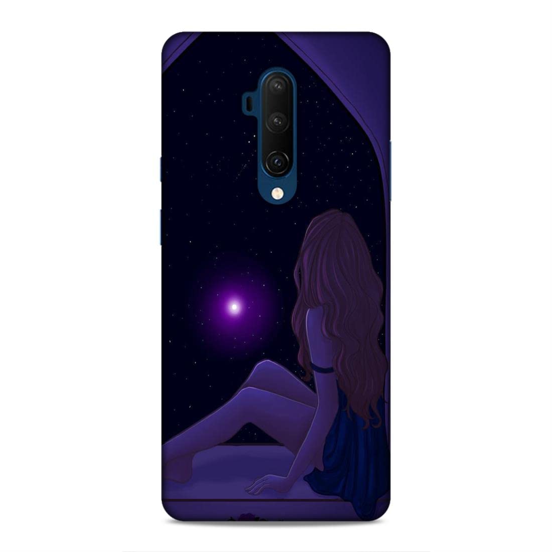 LETAPS® Shockproof Hard Back Cover for OnePlus 7T Pro - Cute Princess & Moon Design (Girls/Boys) | Perfect for School, Work & Daily Protection