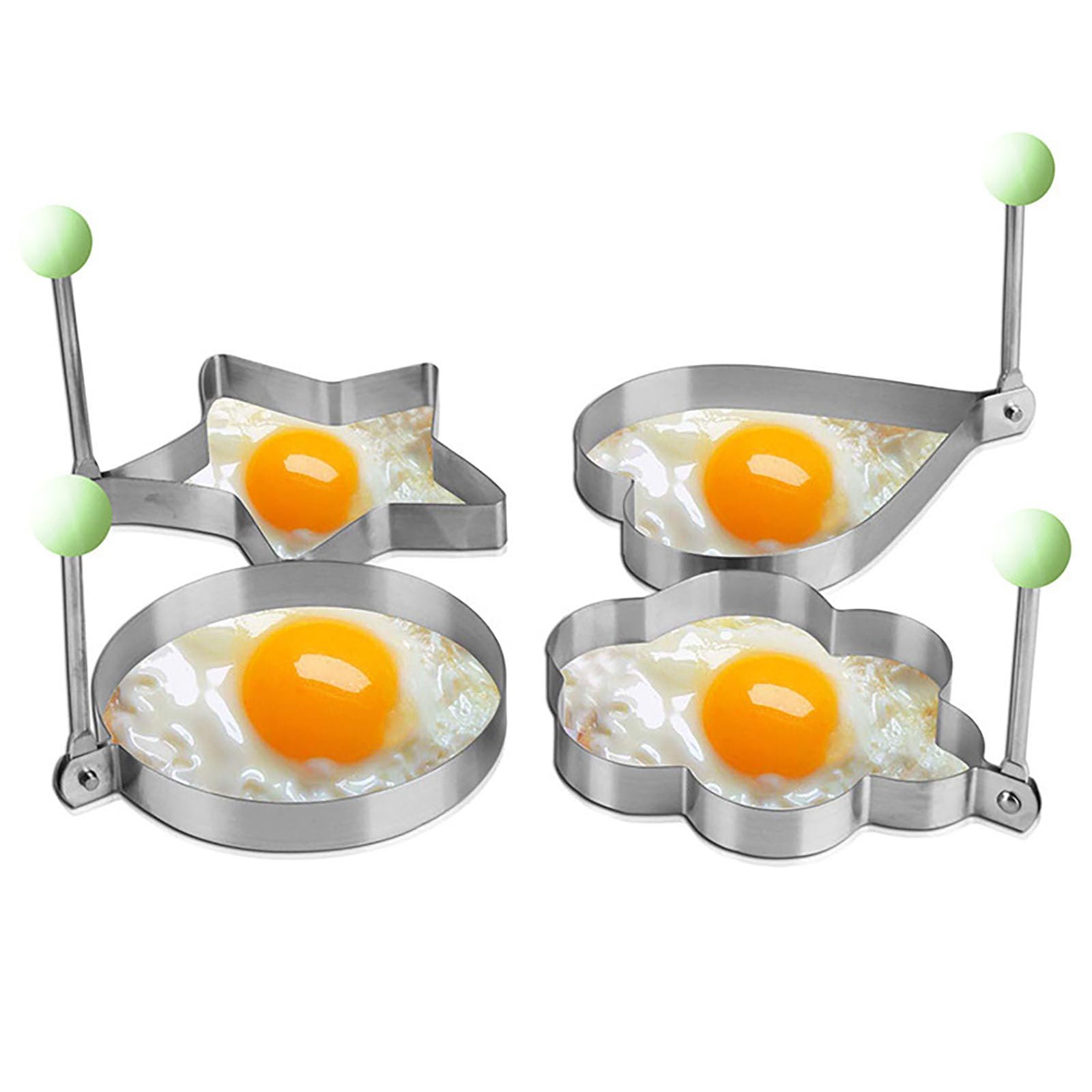 5-Pack Stainless Steel Egg Molds - 3.5 Inch Silver Egg Ring Molds for Cooking, Pancakes, Bread & Chocolate | Perfect for Breakfast, Baking & Party Food Decorations