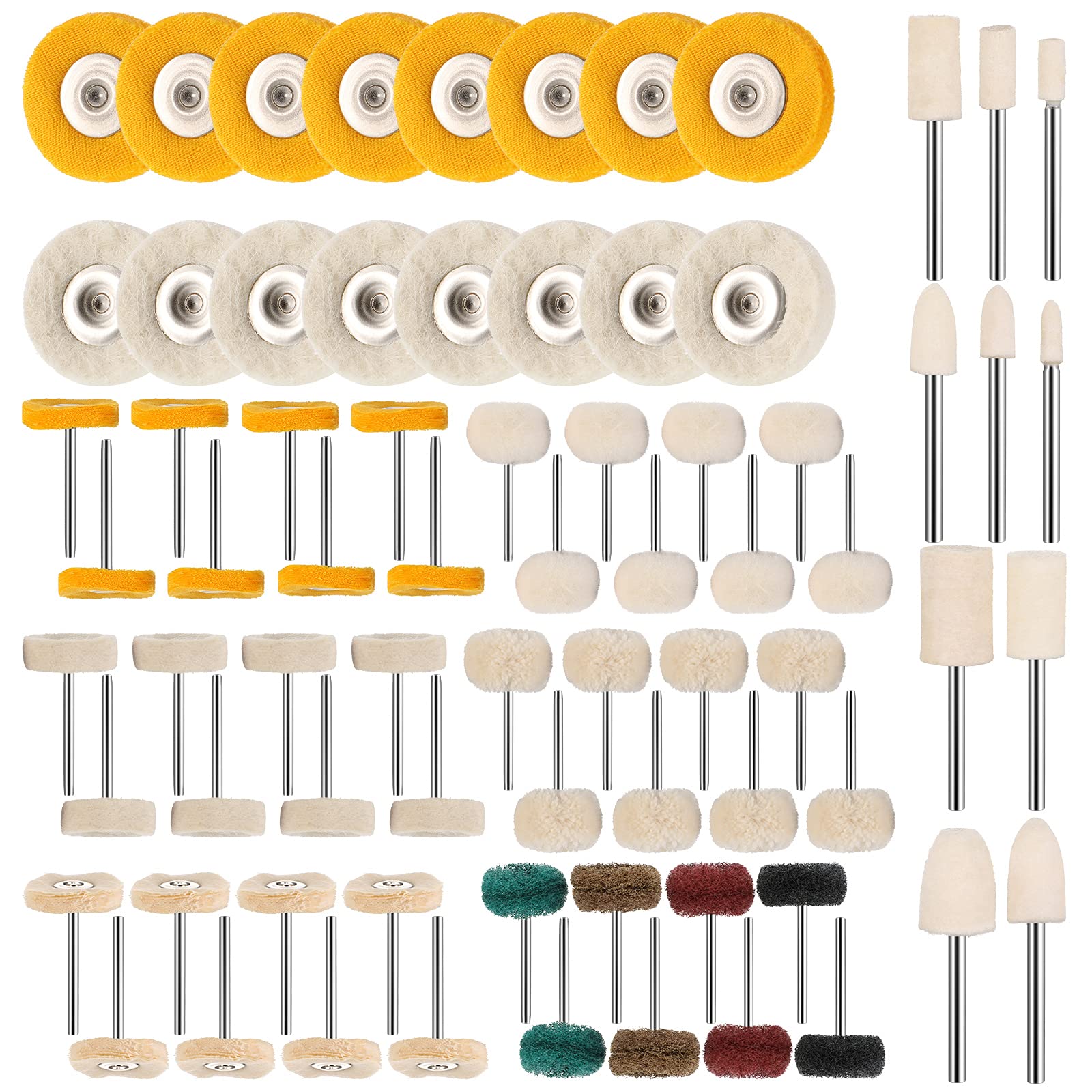 58-Piece Buffing Wheel Kit for Drill & Rotary Tools - Mini Polishing Buffer Wheels for Jewelry, Watches & Metal - Abrasive Buffing Set for DIY, Crafts & Professional Use