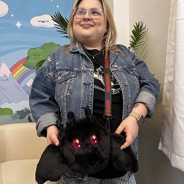 Squishable Baby Mothman Fuzzy Crossbody Bag - Cute Plush Shoulder Purse for Cosplay, Halloween & Kawaii Fashion Accessories | Perfect for Conventions, Gift Giving & Everyday Use