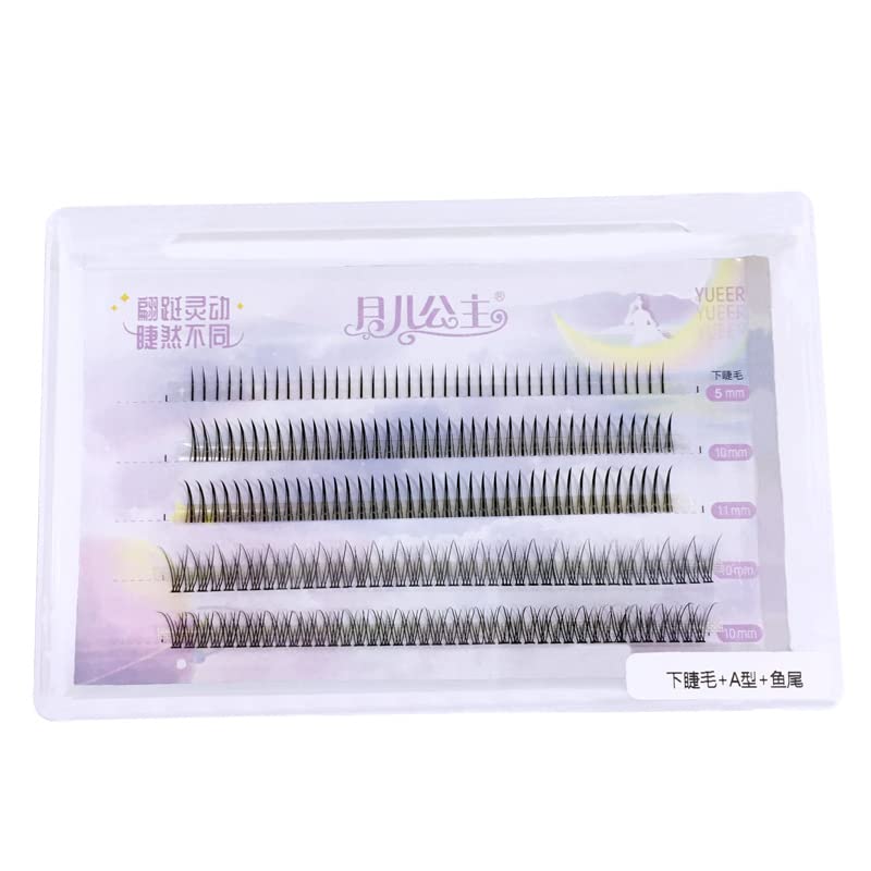 Natural 3D DIY Eyelash Extensions Kit - 40pcs 5mm Lower Lashes + 80pcs 10/11mm A-Shape + 80pcs Fish Tail Volume Lashes (Mixed C Curl) for Professional Salon & Home Use - Perfect for Bridal, Party & Everyday Glam Looks
