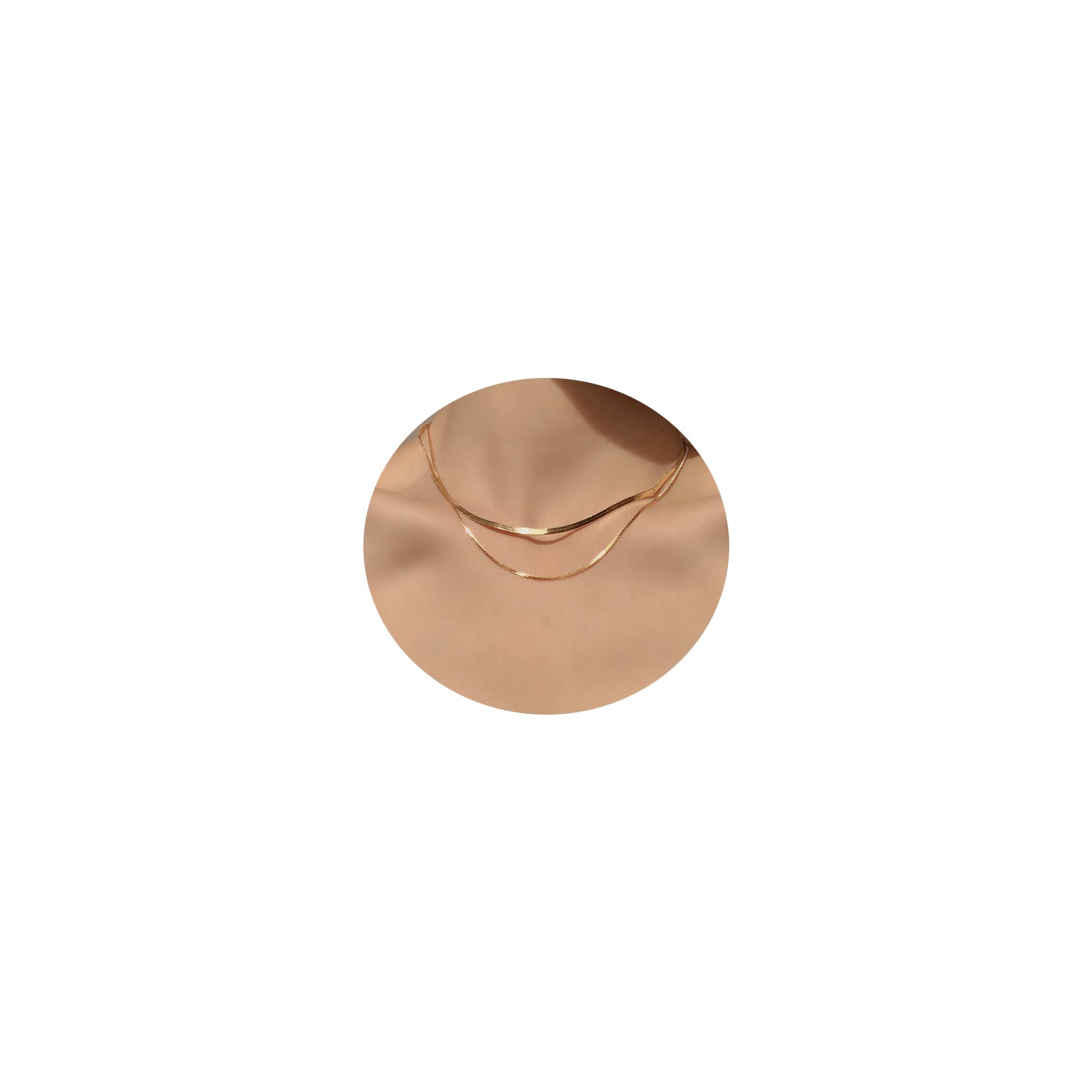 14K Gold Filled Dainty Herringbone Choker Necklace for Women - Thin & Chunky Layered Paperclip Rope Snake Chain - Perfect for Teen Girls Gifts, Everyday Wear, Date Night & Special Occasions