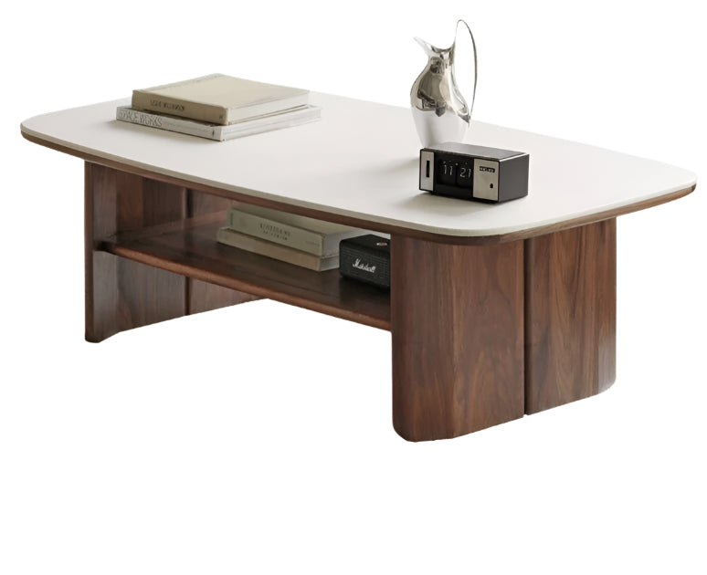 Premium Black Walnut & Cherry Solid Wood Coffee Table - Handcrafted Rustic Modern Living Room Centerpiece for Home Decor & Entertainment Spaces