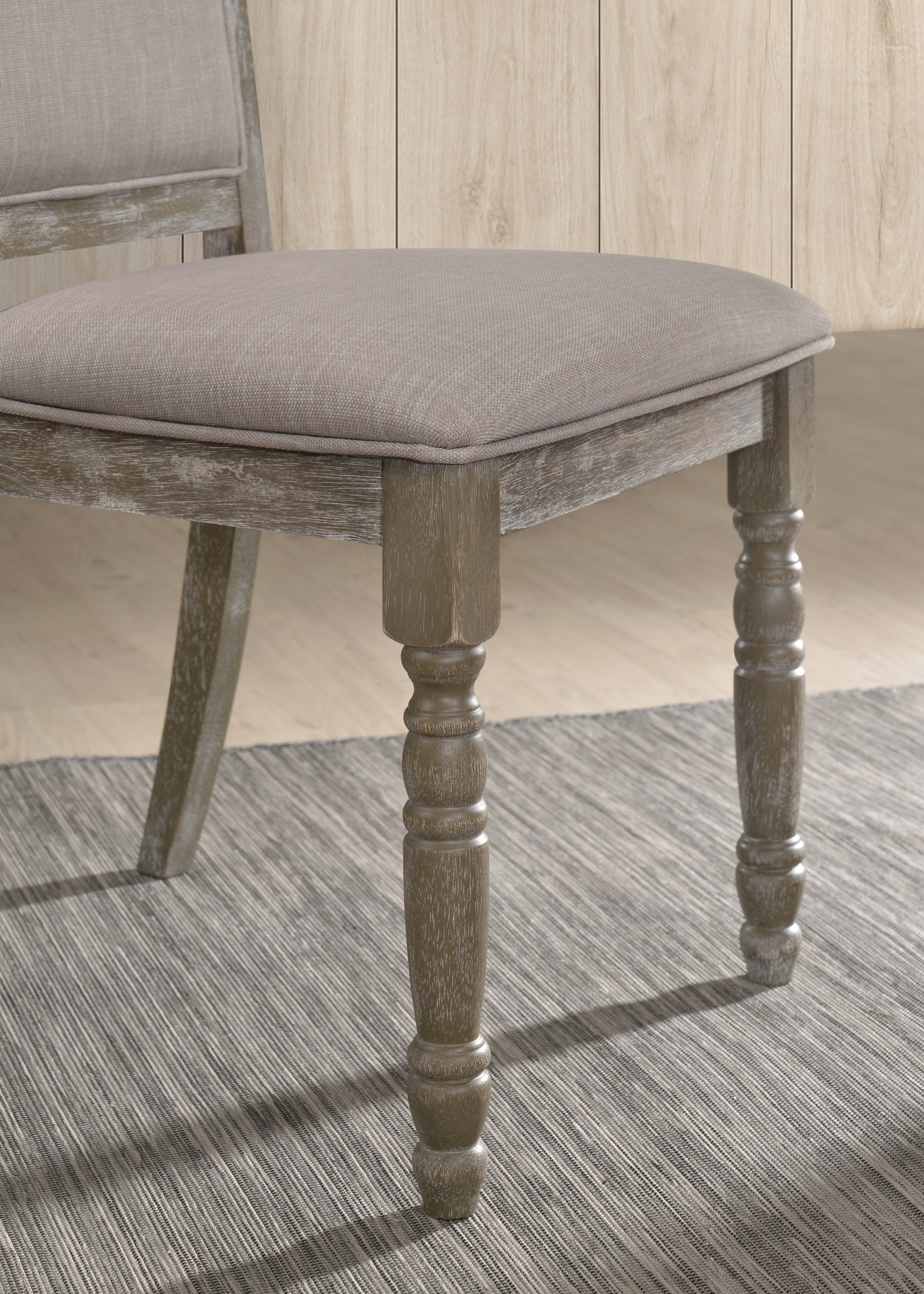 Roundhill Furniture Ferran Wood Pedestal Dining Chair Set of 2 - Reclaimed Gray Finish - Perfect for Farmhouse Dining Rooms, Kitchen Tables & Breakfast Nooks