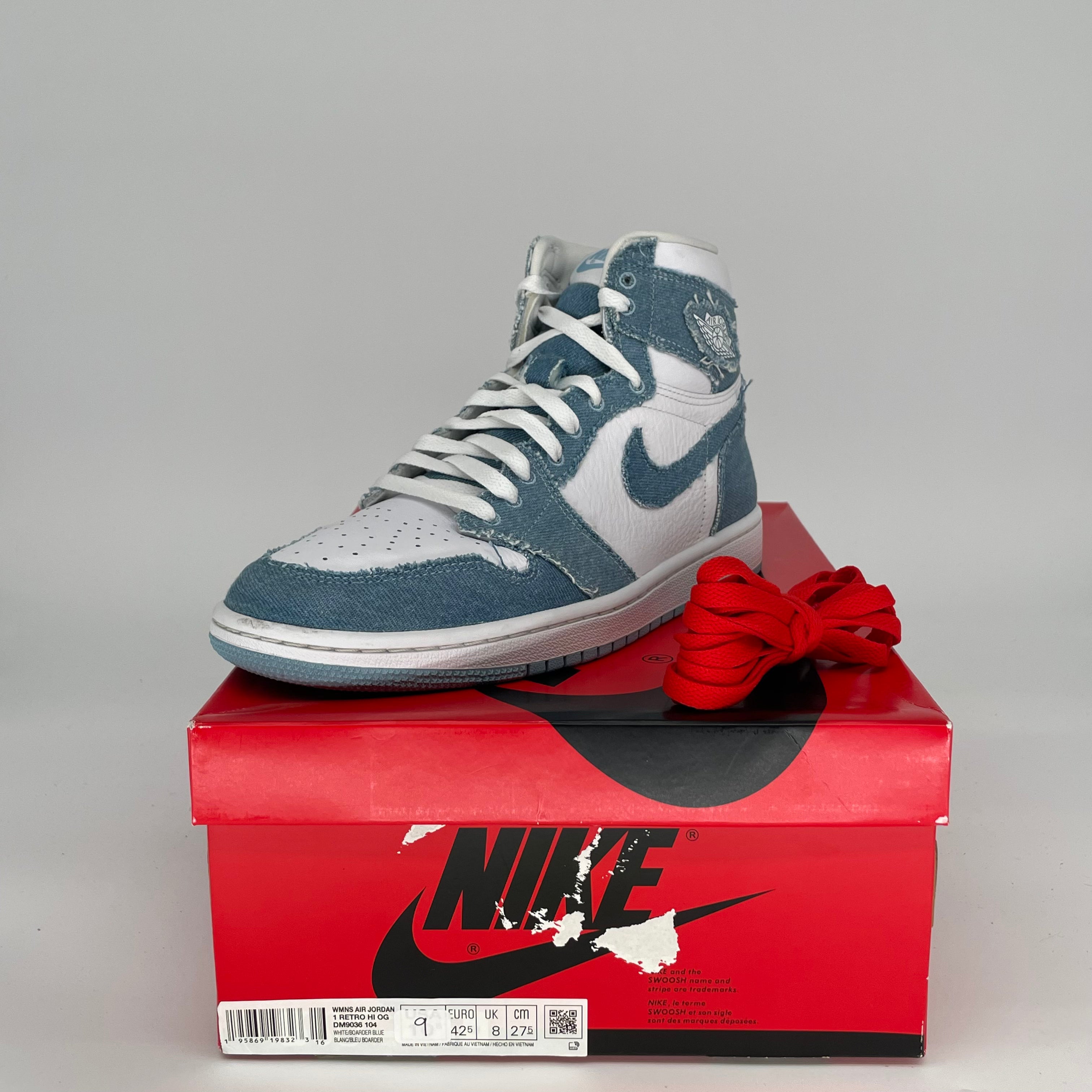 Original Air Jordan 1 Retro High OG 'Denim' Women's Size 9/10.5W Sneakers DM9036-104 - Perfect for Streetwear Fashion & Casual Outfits