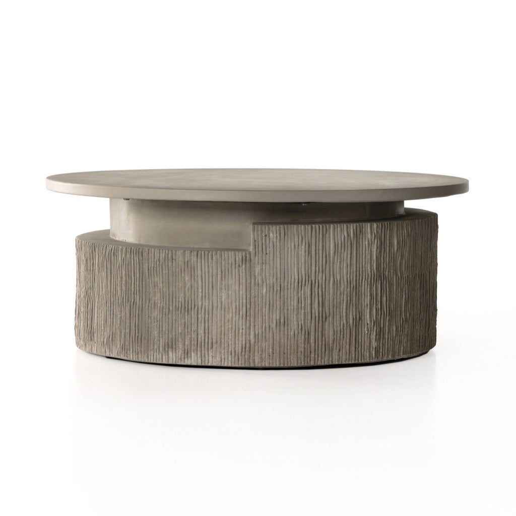 Huron Outdoor Coffee Table - Weather-Resistant Flint Concrete Patio Furniture for Garden, Poolside & Backyard Relaxation