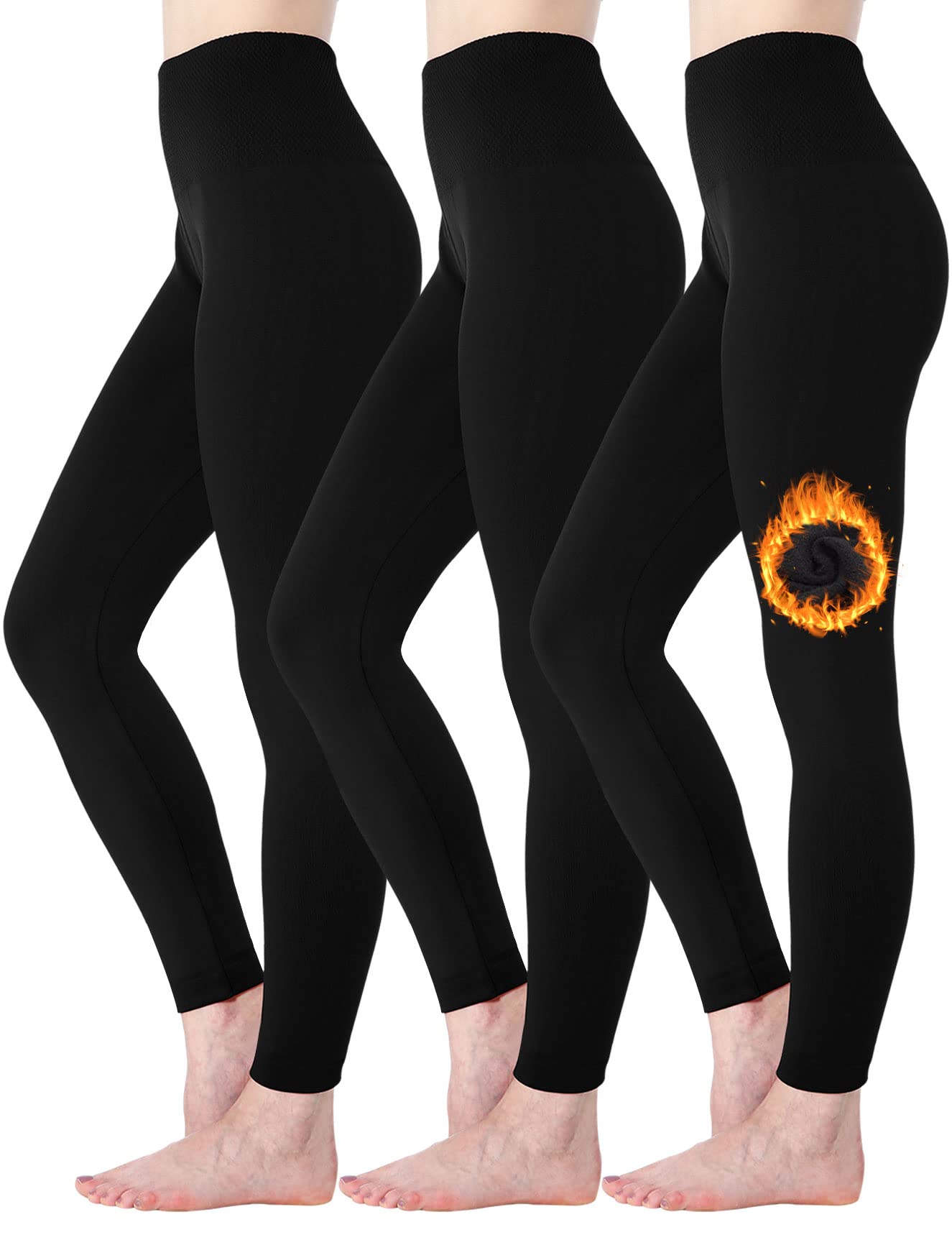 Diravo Women's Fleece Lined Leggings - High Waist Tummy Control Thermal Winter Leggings for Yoga, Running & Casual Wear